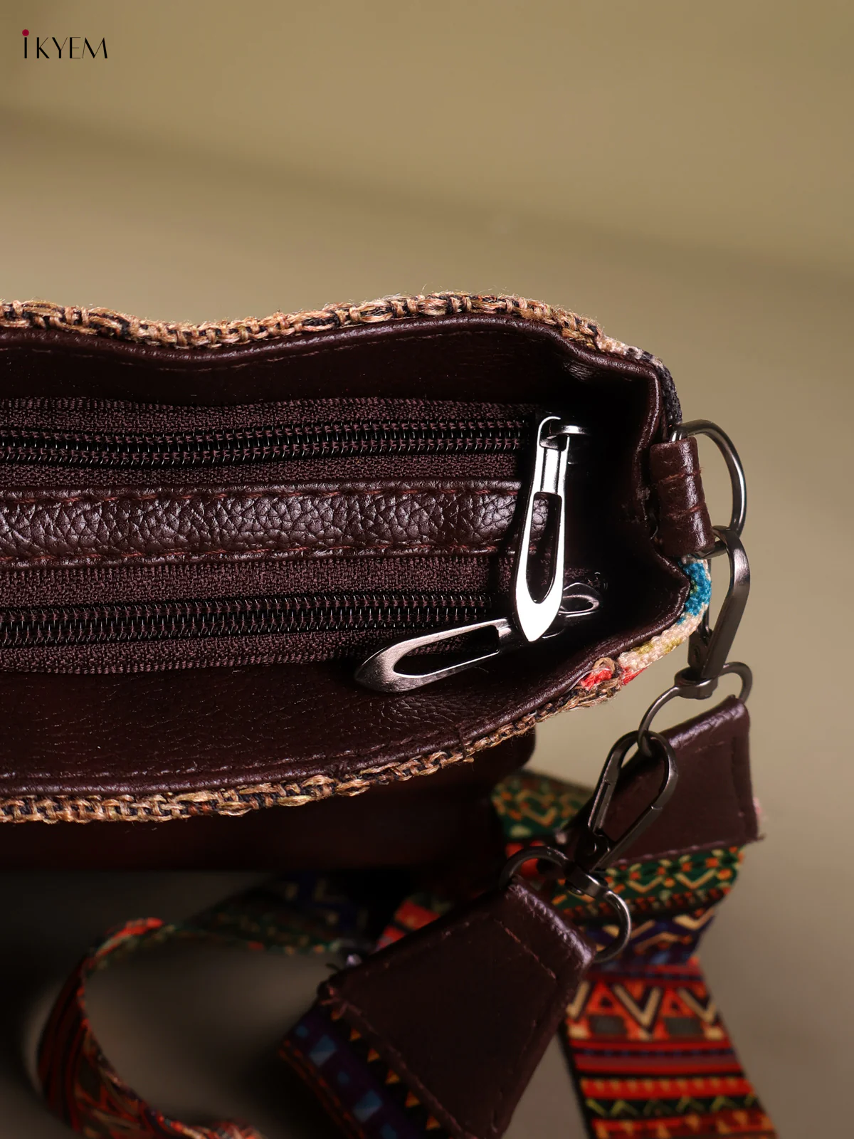 Printed Sling Bag- Brown&Cream-KEG04171 - Image 3