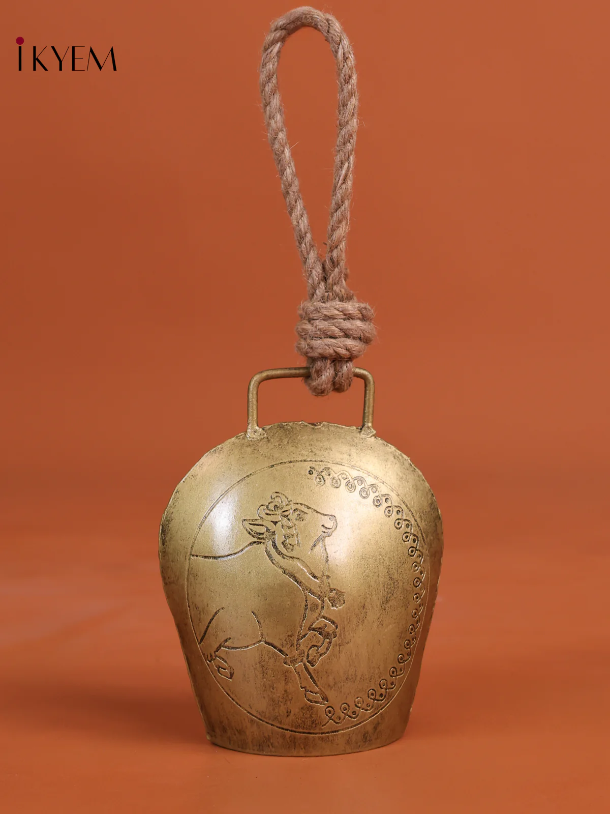 Metal Cow Bell Cow Engraving With Rope Handle-KEG13023