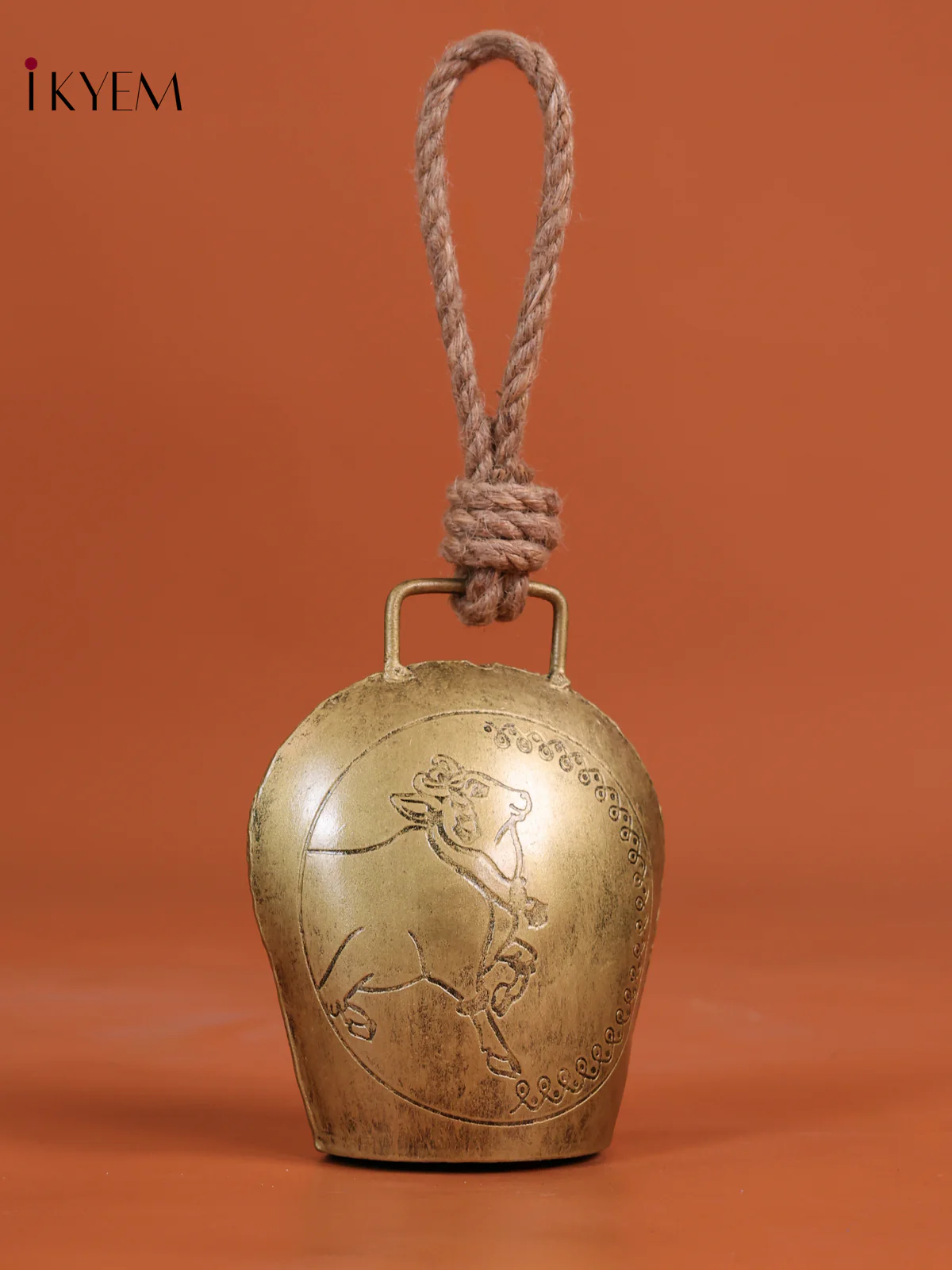 Metal Cow Bell Cow Engraving With Rope Handle-KEG13023 - Image 2