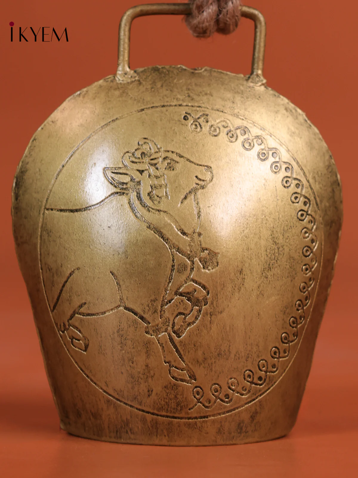 Metal Cow Bell Cow Engraving With Rope Handle-KEG13023 - Image 3