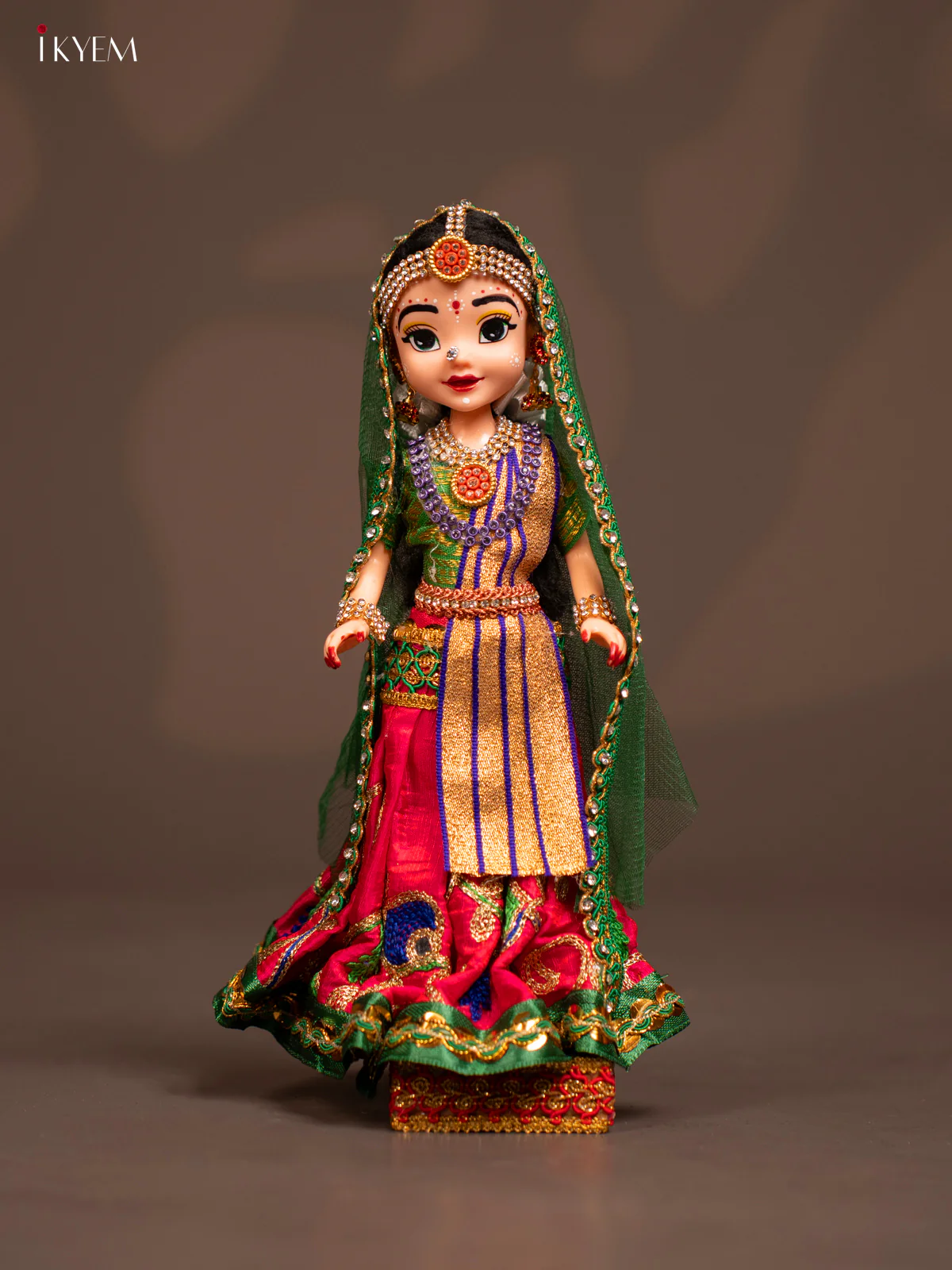 Radhe Krishna Couple - Golu Display Doll - Pink & Green - KF04117 - Image 4