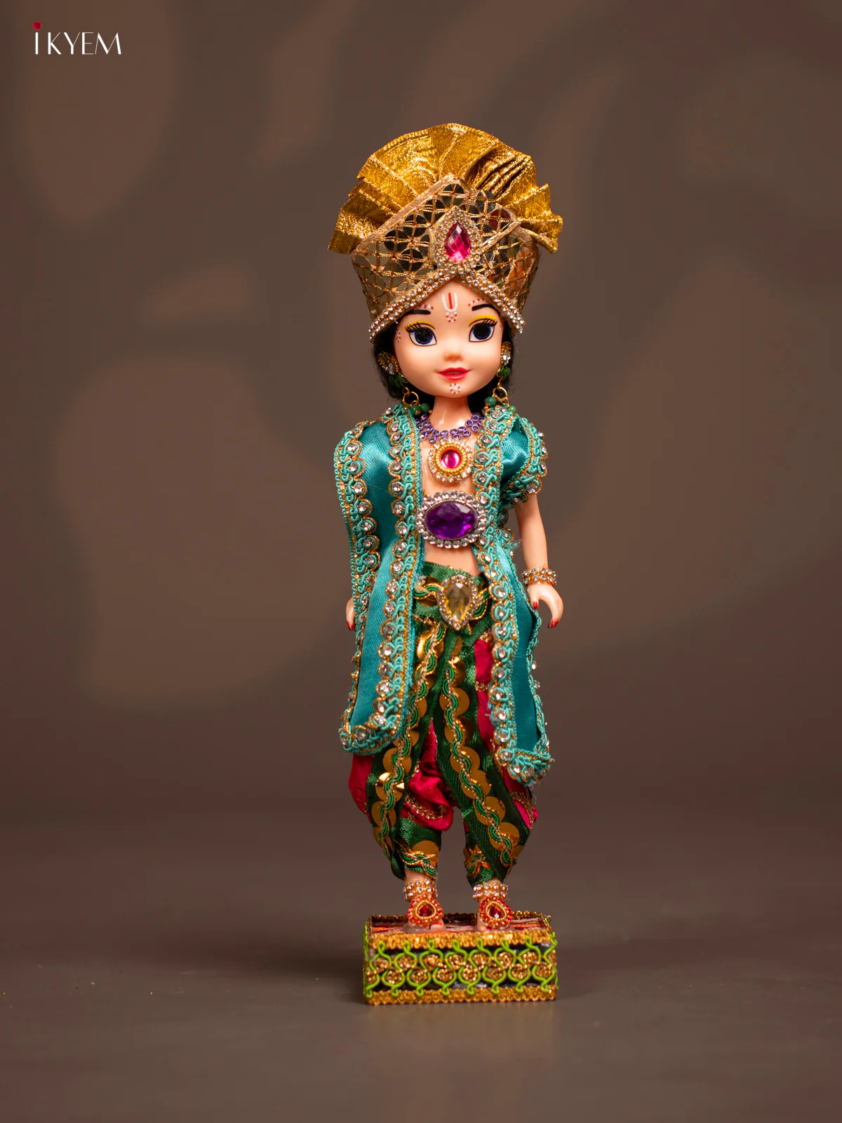Radhe Krishna Couple - Golu Display Doll - Pink & Green - KF04117 - Image 5