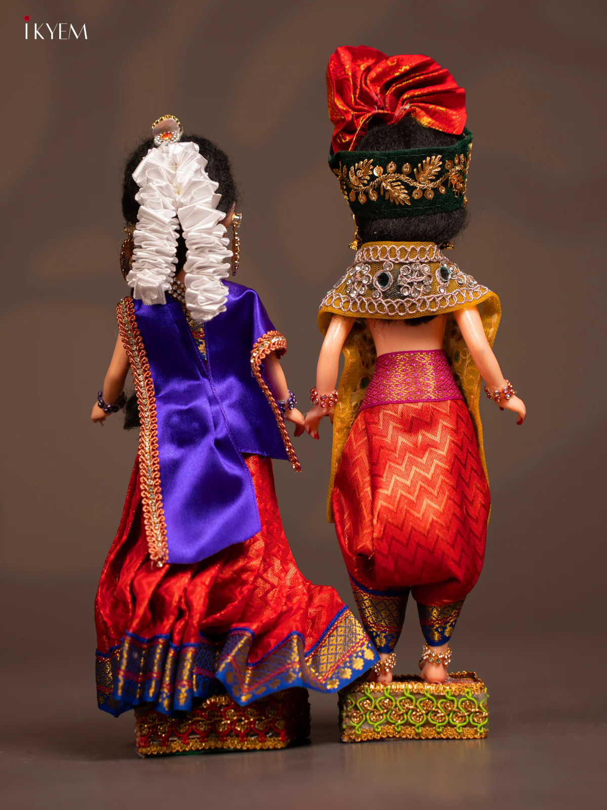 Radha Krishna Couple - Golu Display Doll - Blue & Maroon - KF04119 - Image 3