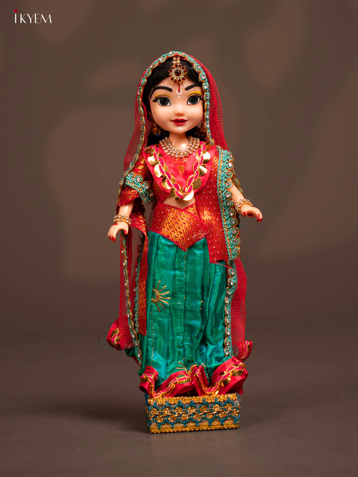 Radhe Krishna Couple - Golu Display Doll - Green & Pink - KF04130 - Image 4