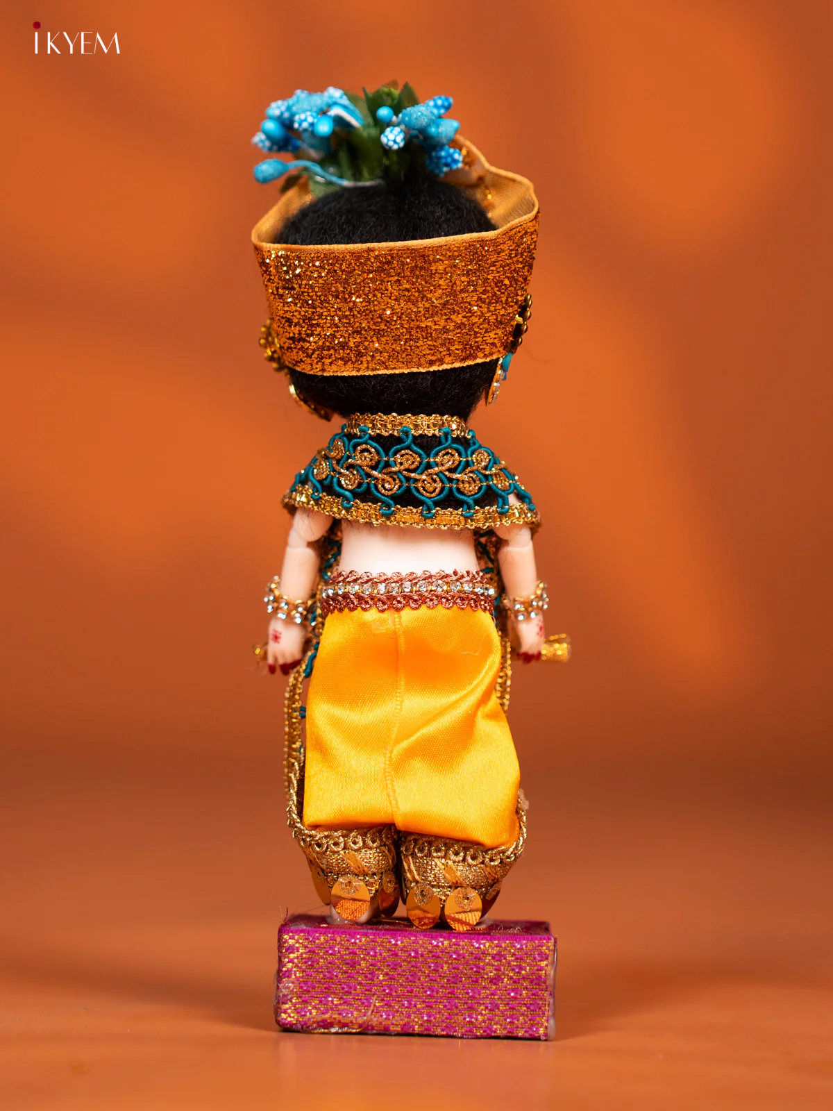 Baby Krishna with Flute - Golu Display Doll - Yellow & Blue - KF04139 - Image 4