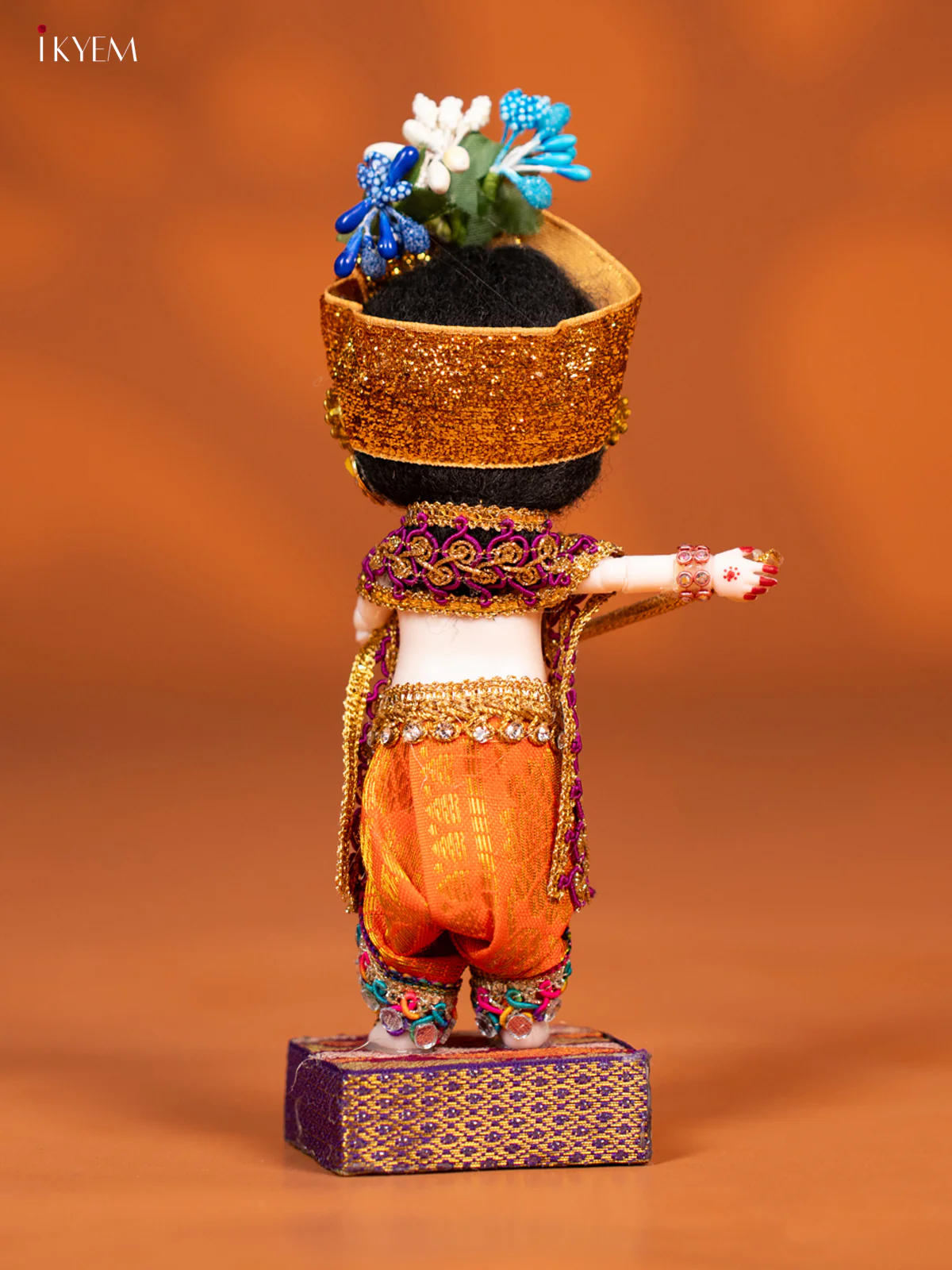 Baby Krishna with Flute - Golu Display Doll - Violet & Orange - KF04147 - Image 4
