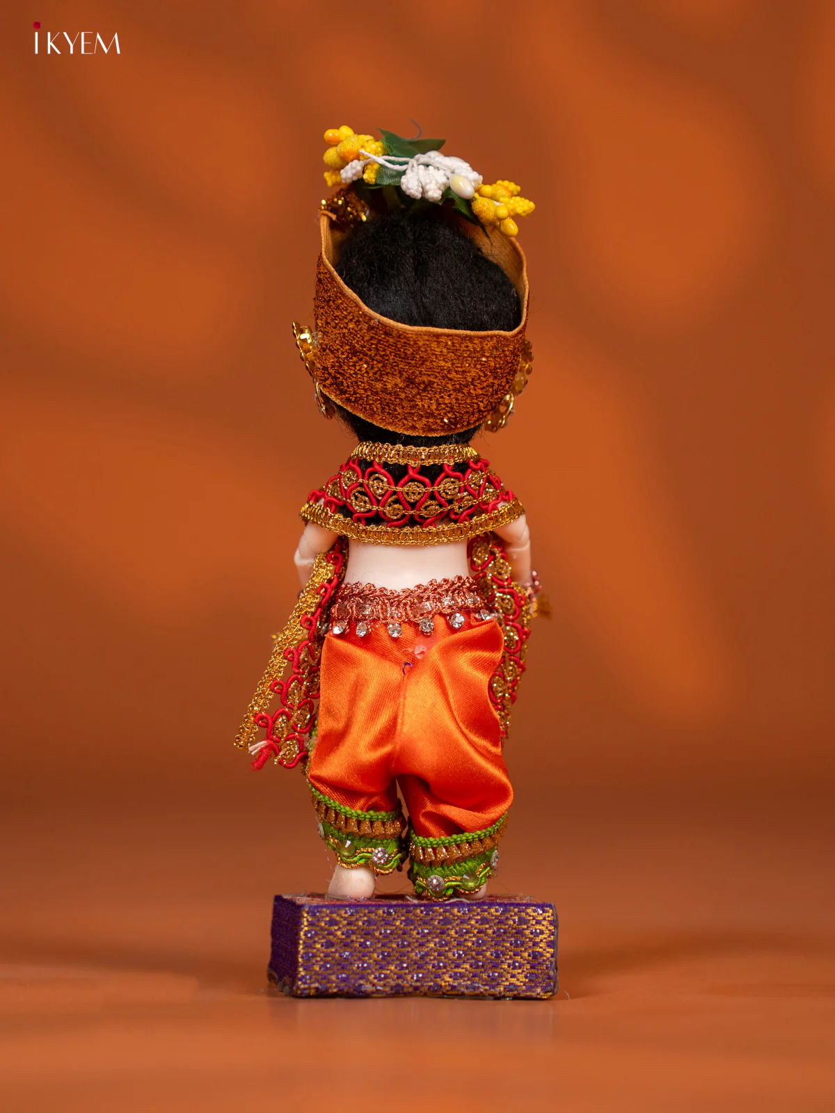 Baby Krishna with Flute - Golu Display Doll - Green & Orange - KF04148 - Image 4