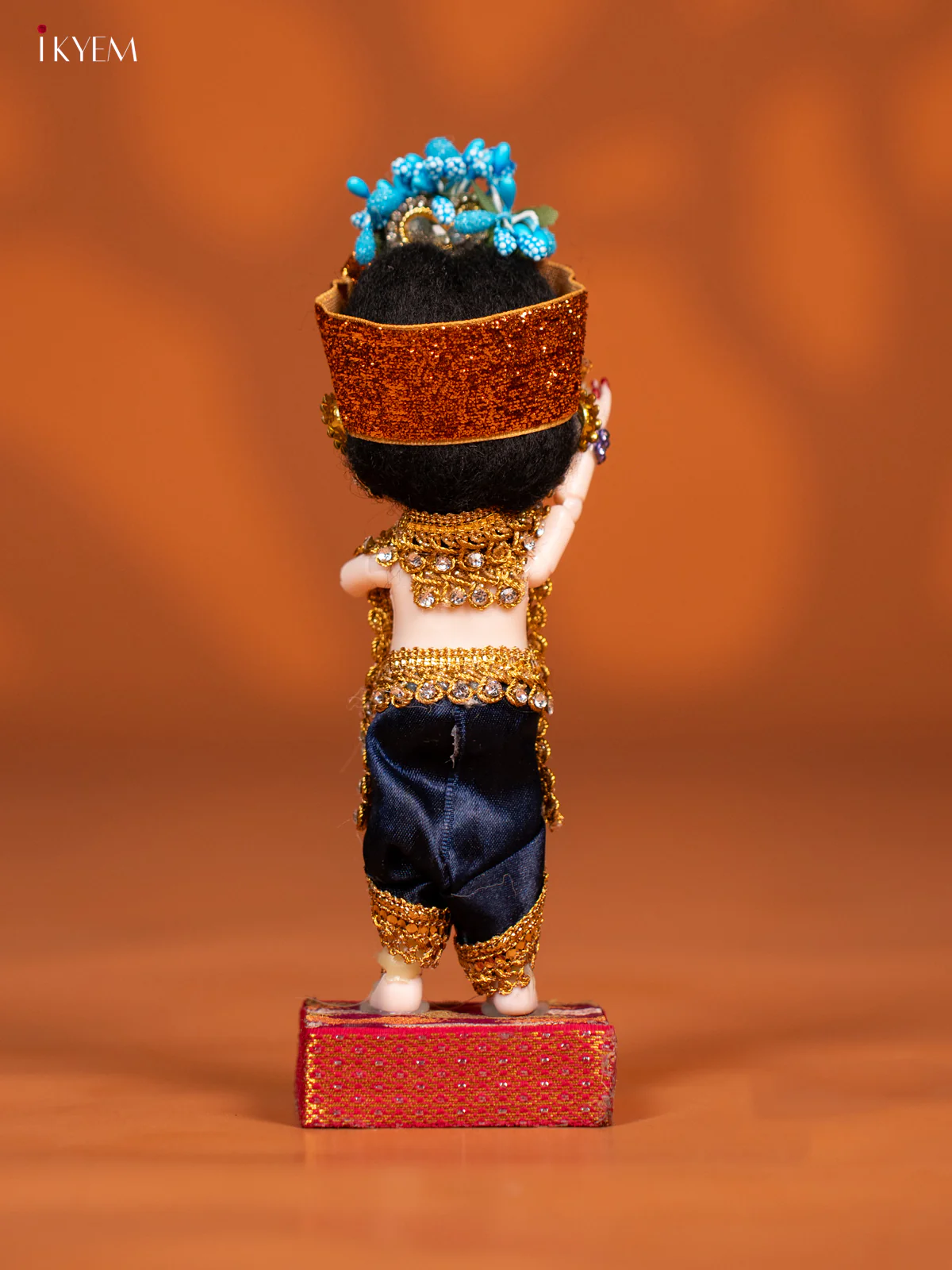 Baby Krishna with Flute - Golu Display Doll - Navy Blue & Gold - KF04150 - Image 4