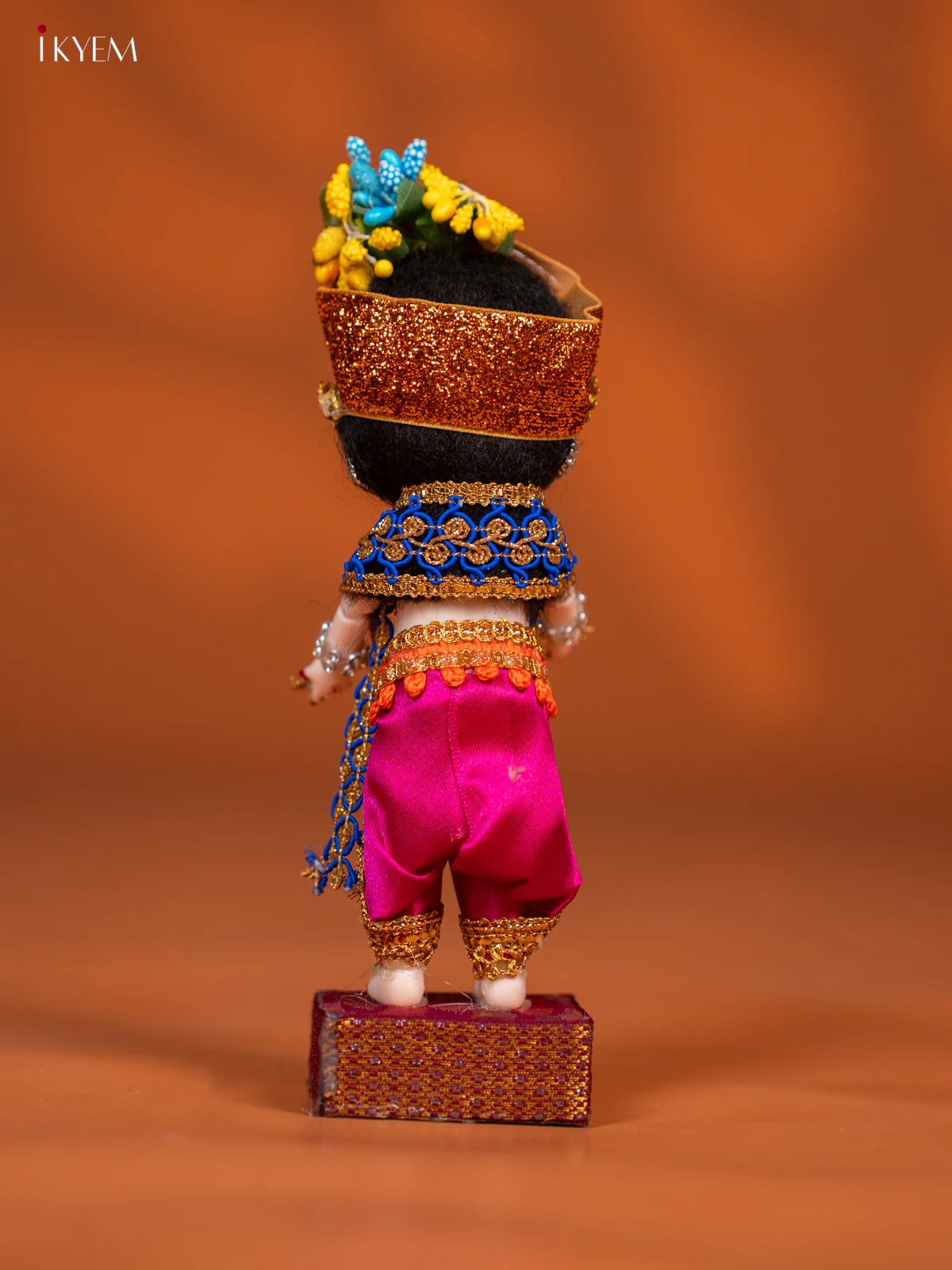 Baby Krishna with Flute - Golu Display Doll - Pink & Blue - KF04154 - Image 4