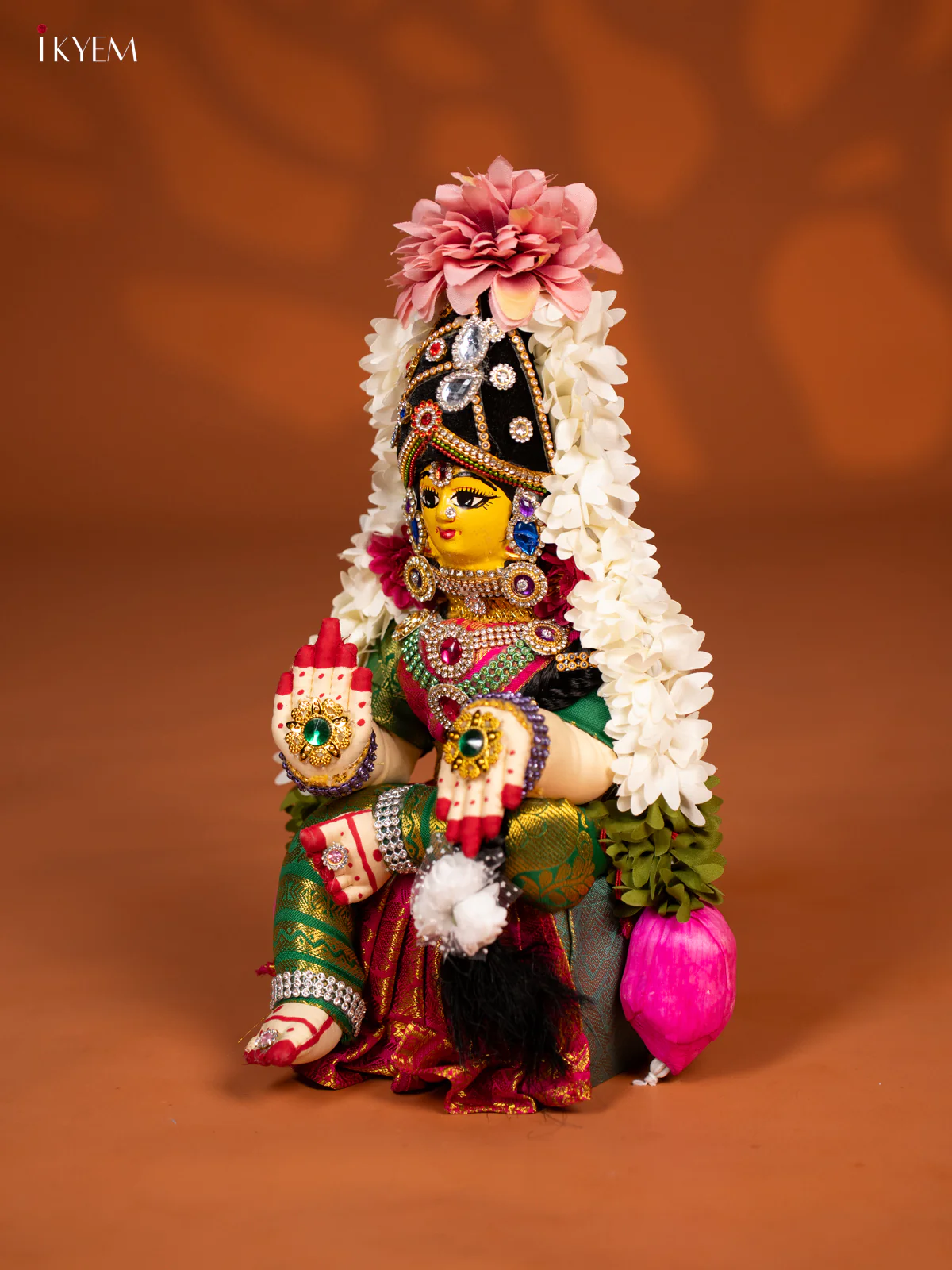 Varamahalakshmi Doll - 12 Inch - Green & Pink - KF04158 - Image 2