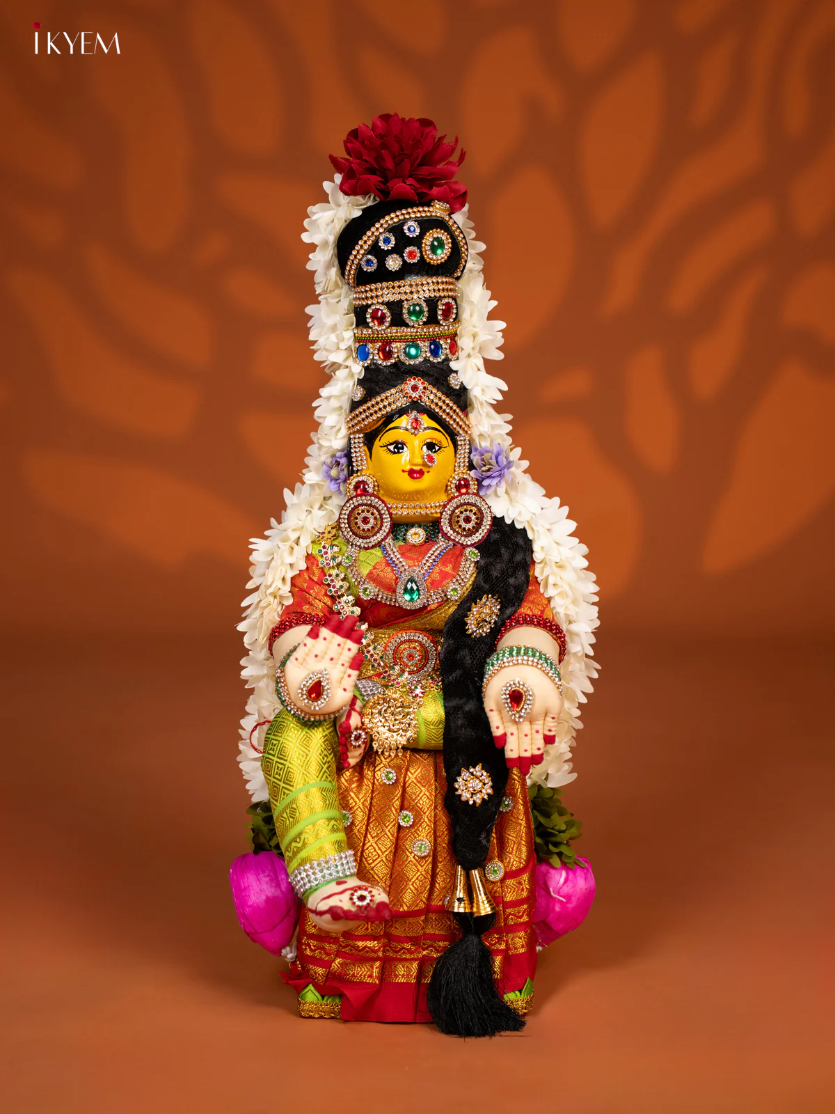 Varamahalakshmi Doll - 18 Inch - Big - Orange & Green - KF04166