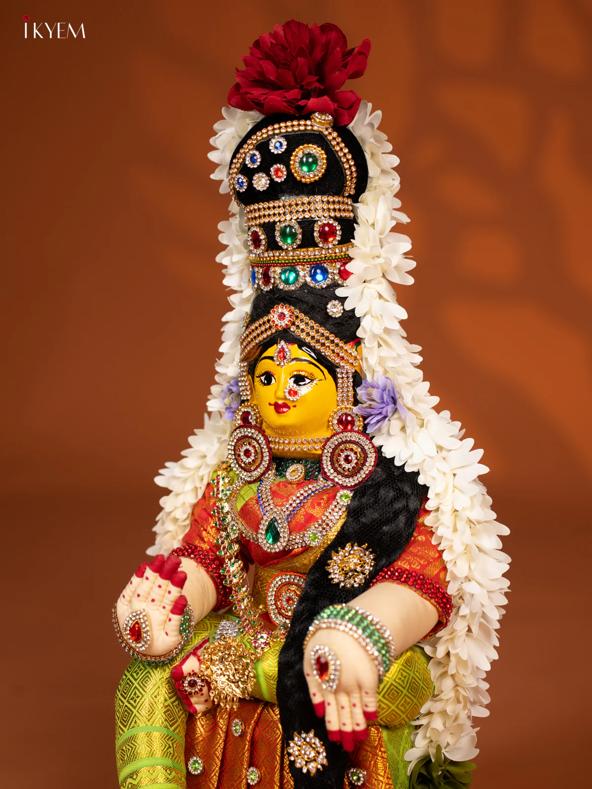 Varamahalakshmi Doll - 18 Inch - Big - Orange & Green - KF04166 - Image 3
