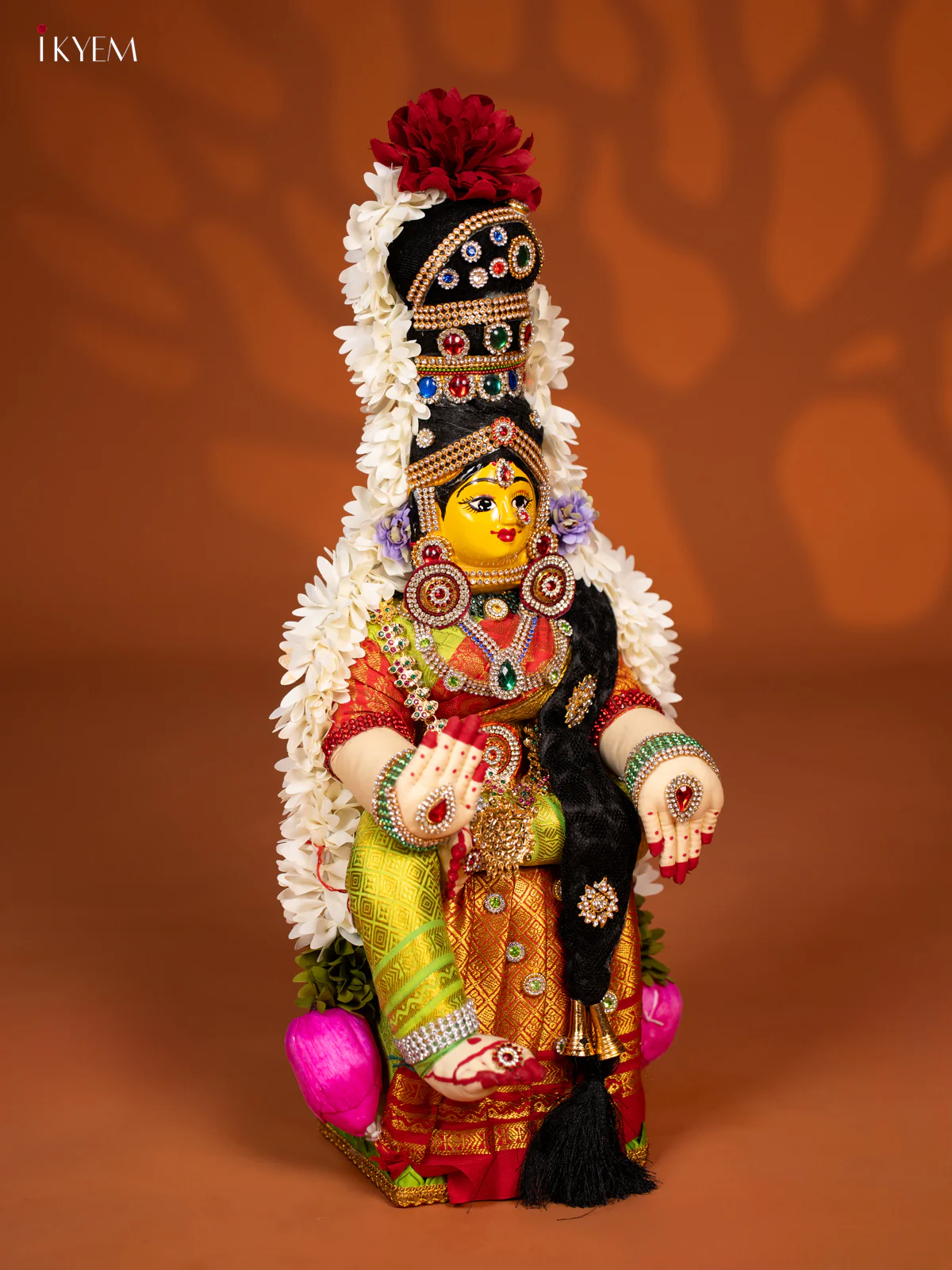 Varamahalakshmi Doll - 18 Inch - Big - Orange & Green - KF04166 - Image 4