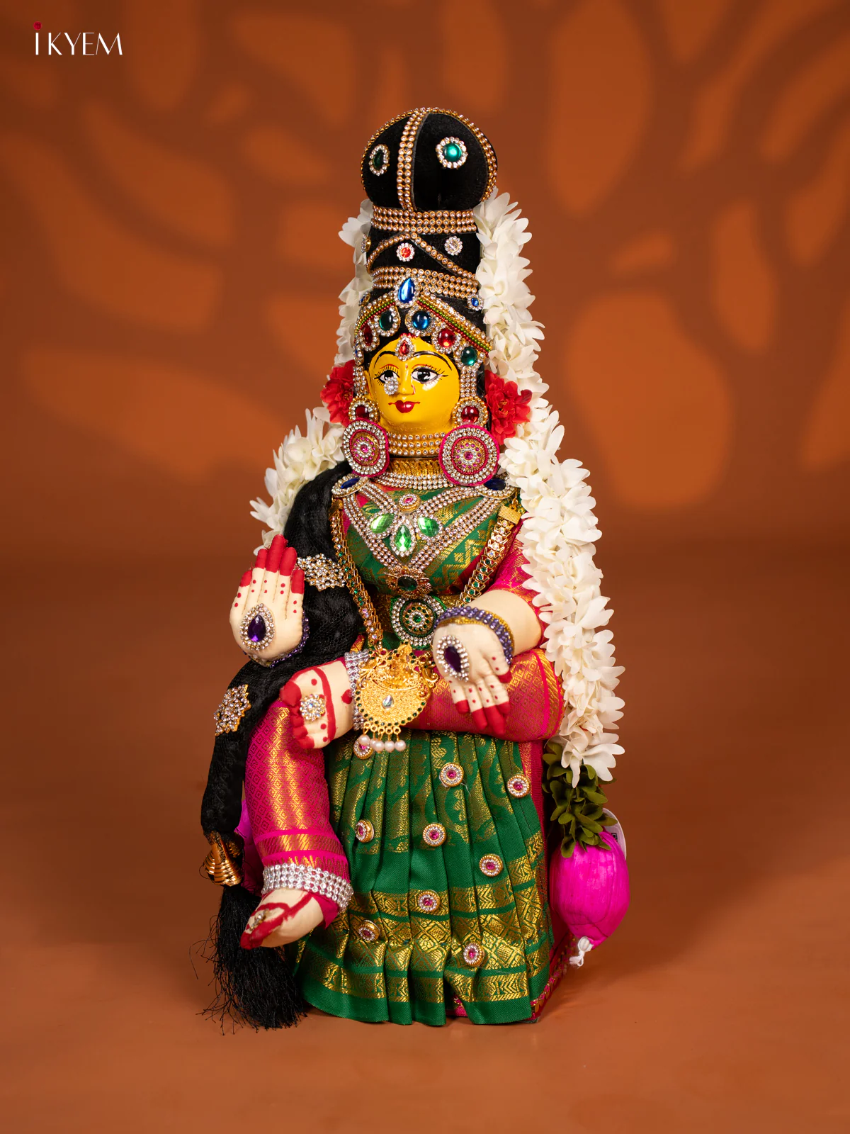 Varamahalakshmi Doll - 18 Inch- Green & Pink - KF04169 - Image 3
