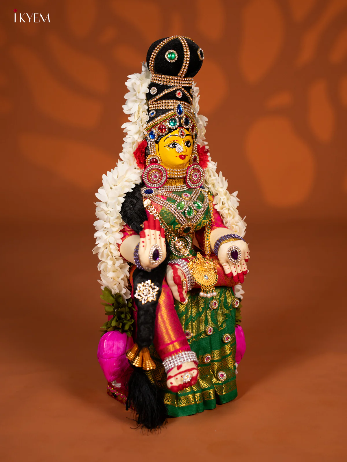 Varamahalakshmi Doll - 18 Inch- Green & Pink - KF04169 - Image 4