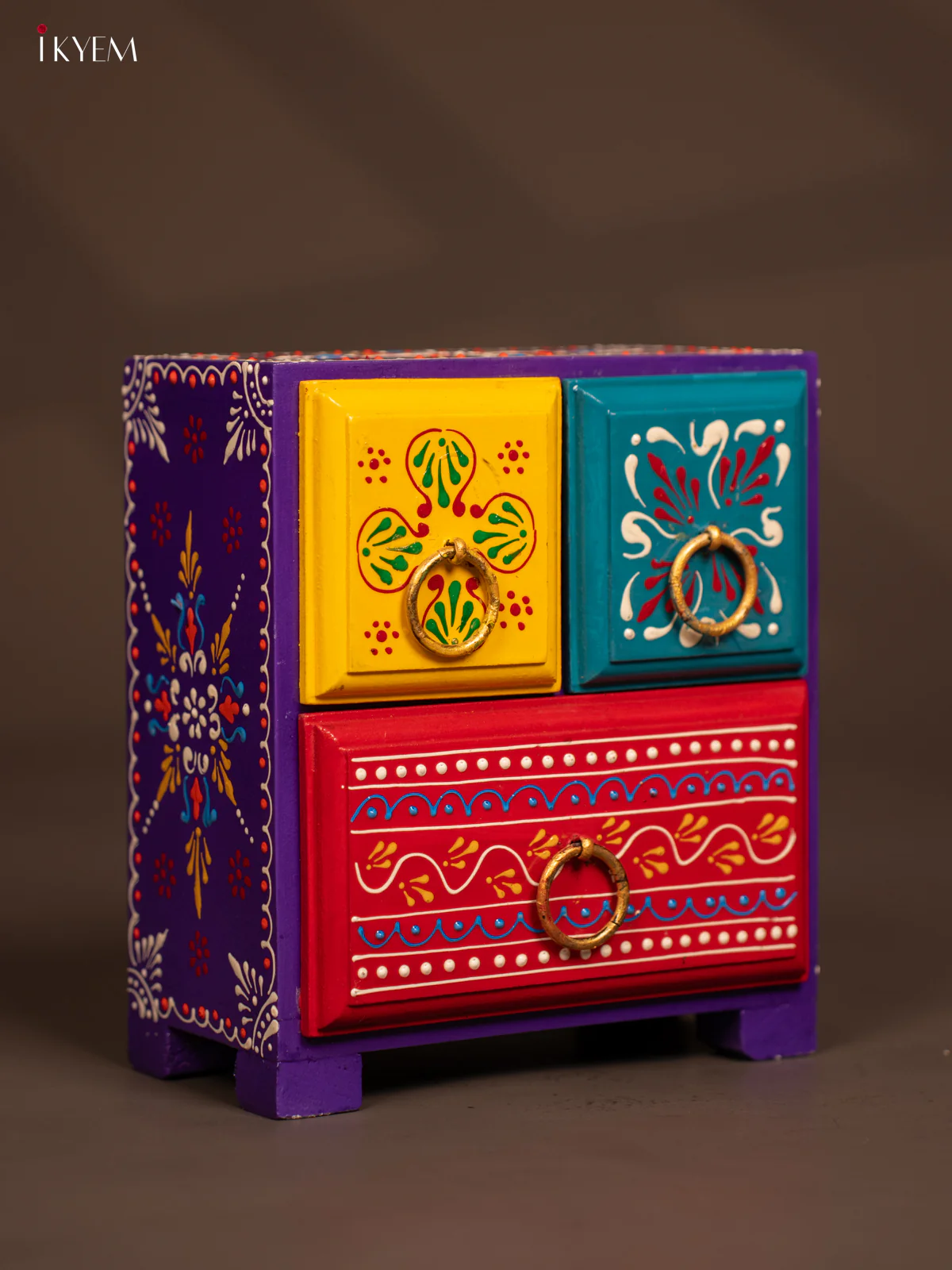 Wooden Hand Painted with 10 Drawers - Purple - KF07113 - Image 3