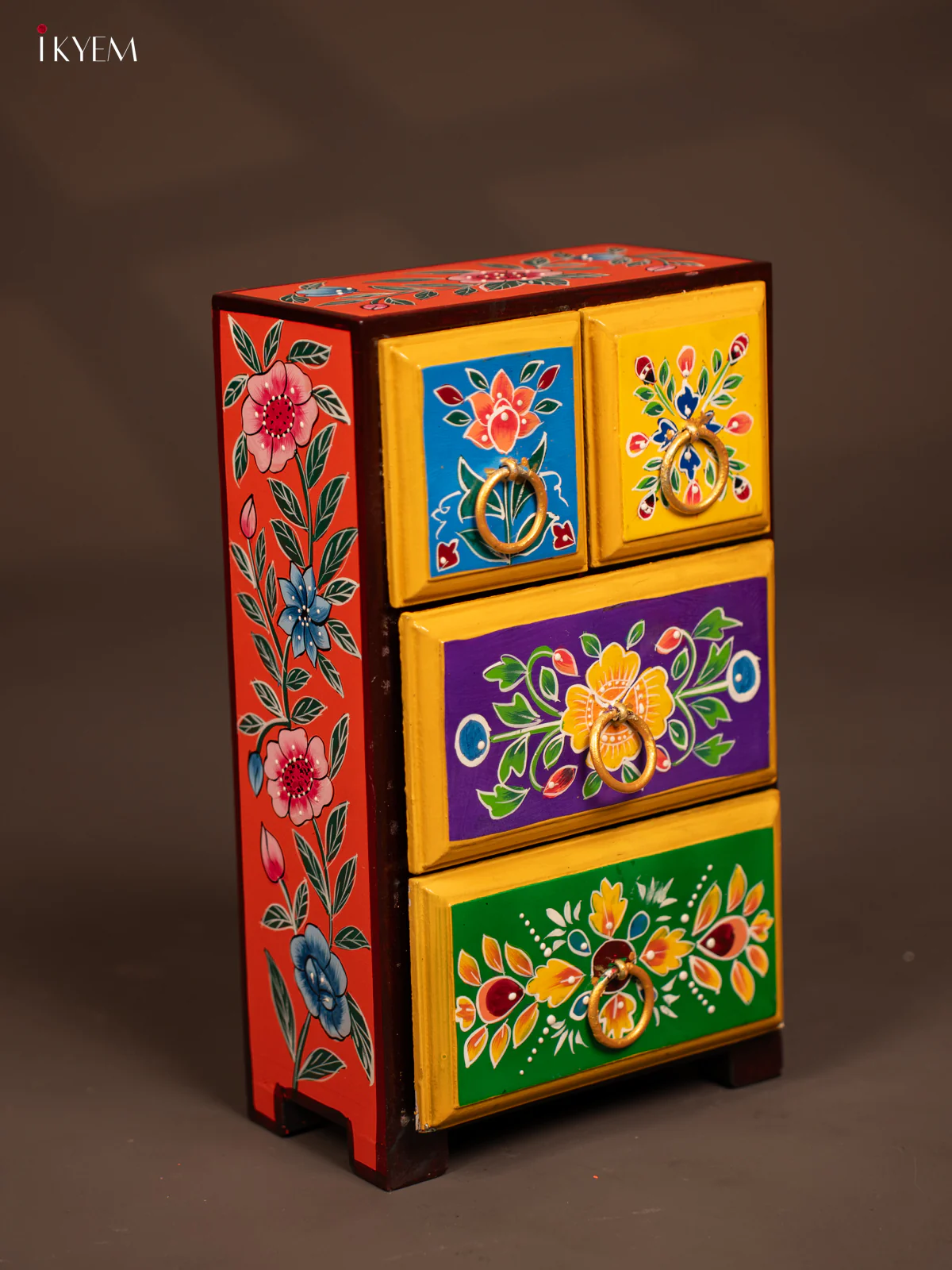 Hand-Painted Wooden Chest of 4 Drawers - 12 Inch - KF07115 - Image 2