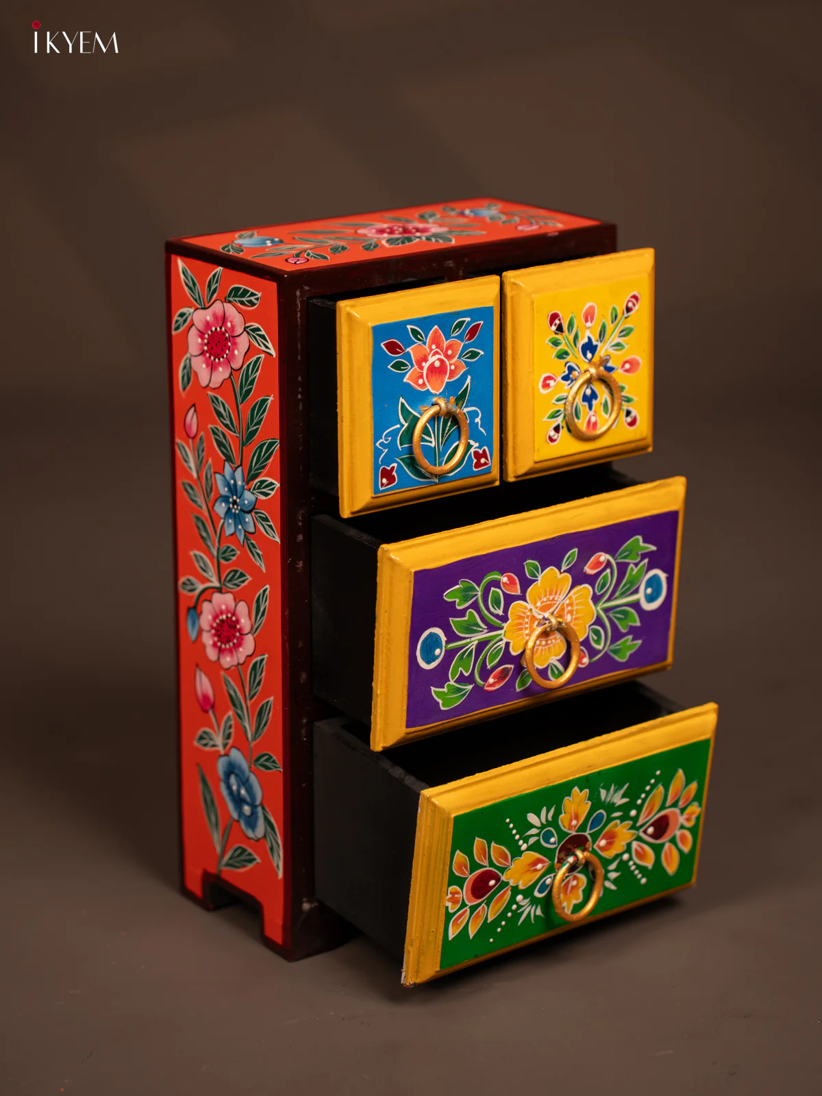 Hand-Painted Wooden Chest of 4 Drawers - 12 Inch - KF07115 - Image 3