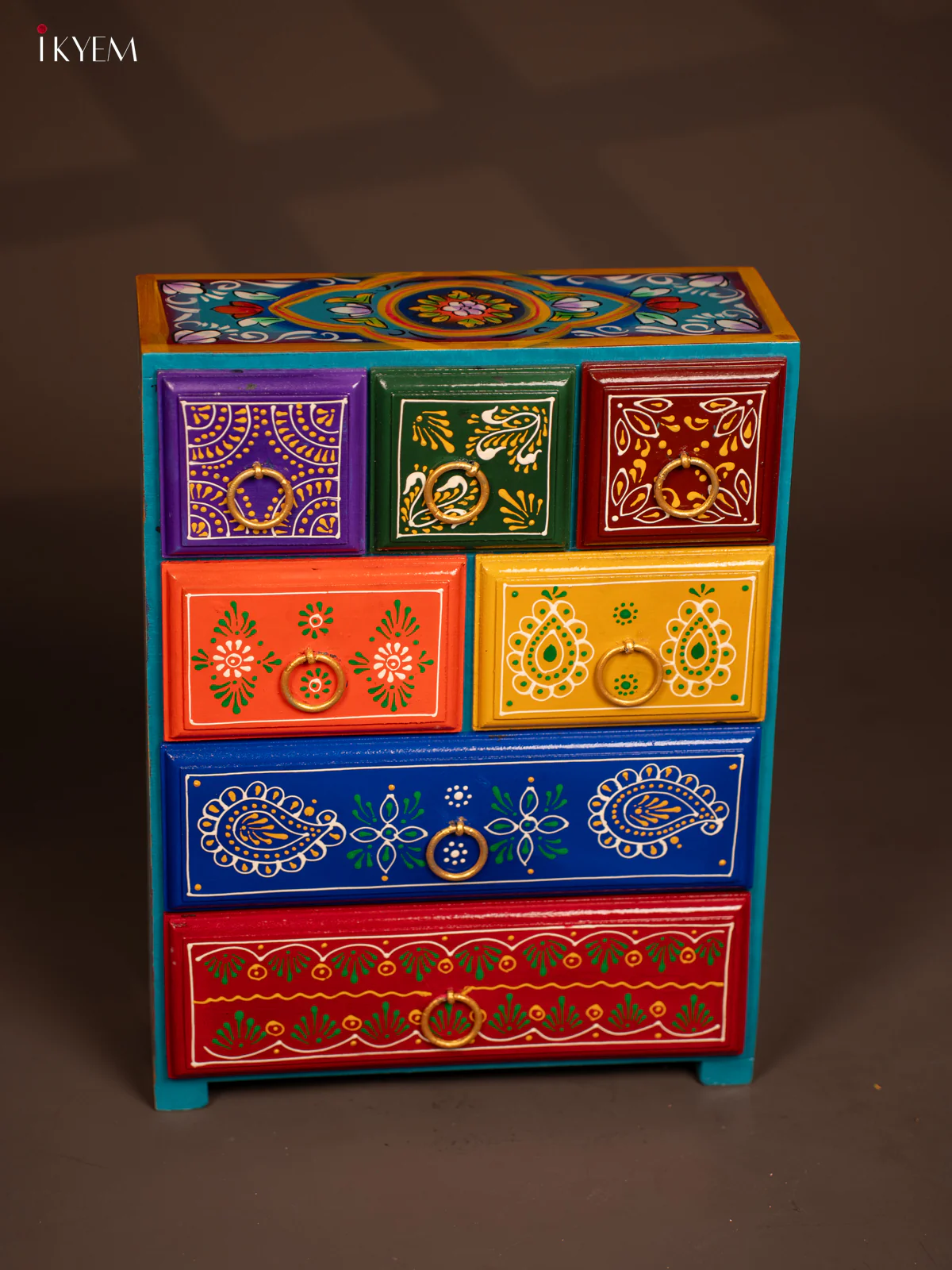 Hand-Painted Wooden Chest of 7 Drawers - 15.5 Inch - KF07118 - Image 2
