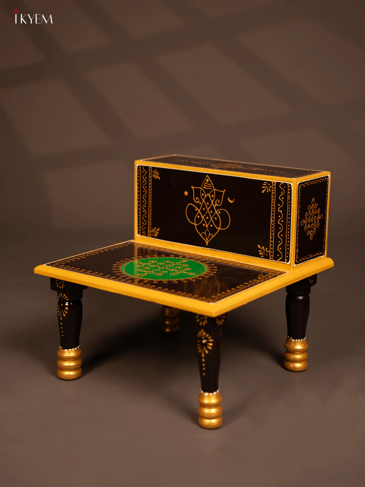 Wooden Hand Painted Pooja Stand - Brown- KF07128 - Image 4