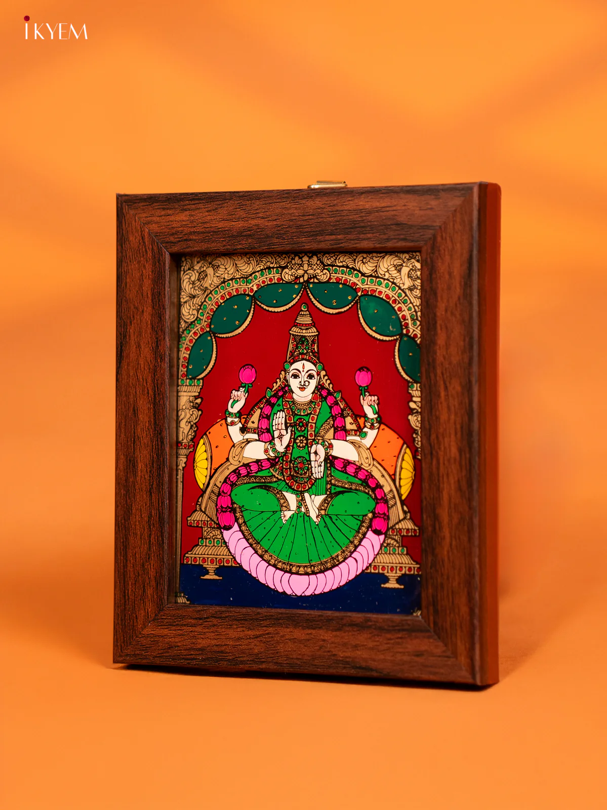 Reverse Glass Painted wall hanging Frame - Lakshmi - Maroon - KF10114 - Image 2