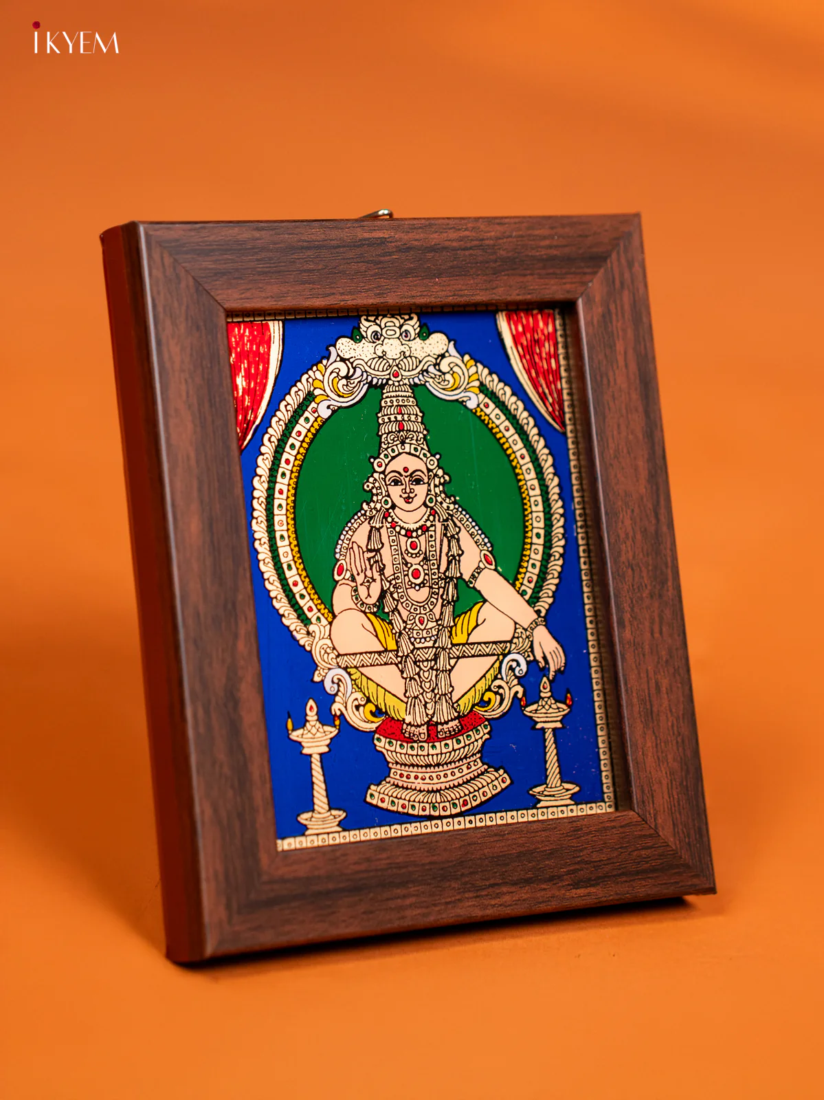Reverse Glass Painted wall hanging Frame - Iyyappan - Blue - KF10119 - Image 3