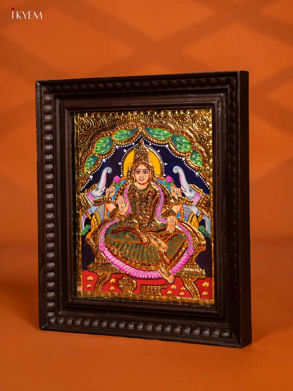 Gaja Lakshmi Tanjore painting (13 x 15)- Tanjore Painting - KF10264 - Image 3