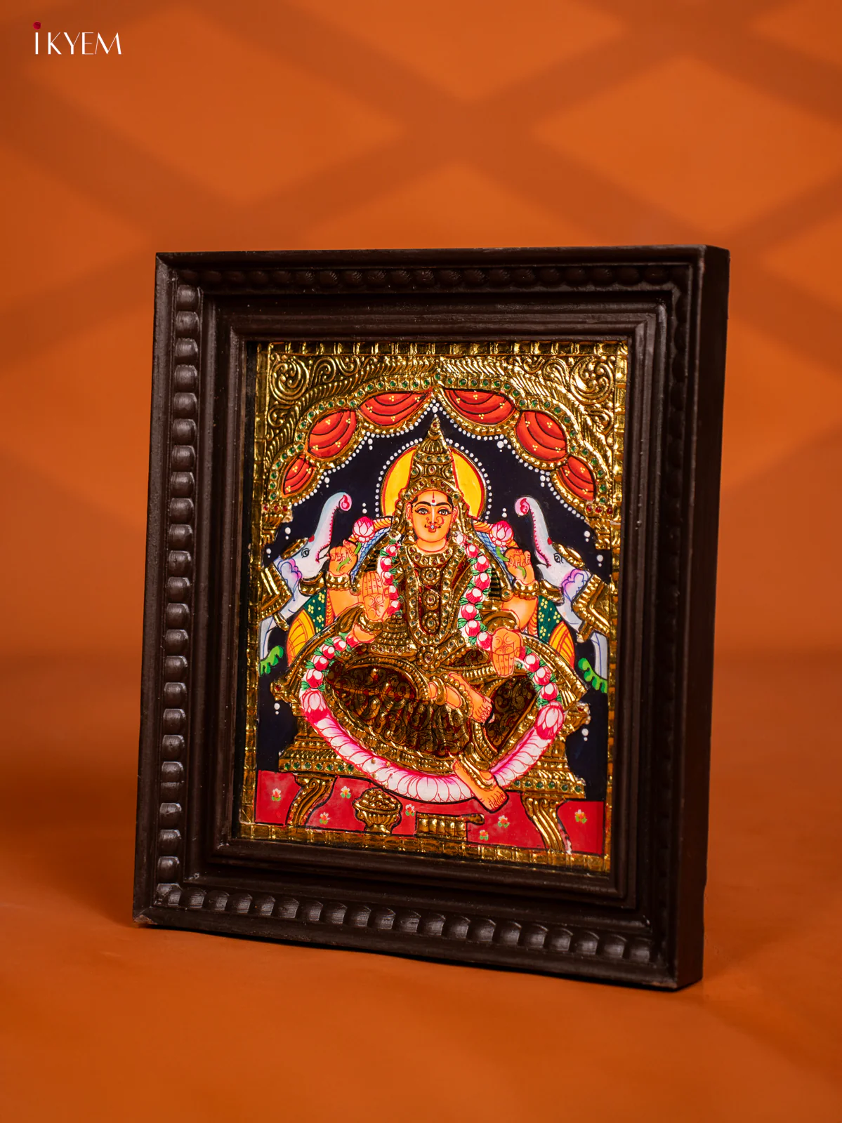 Gaja Lakshmi Tanjore painting - (13 x 15)- KF10265 - Image 3