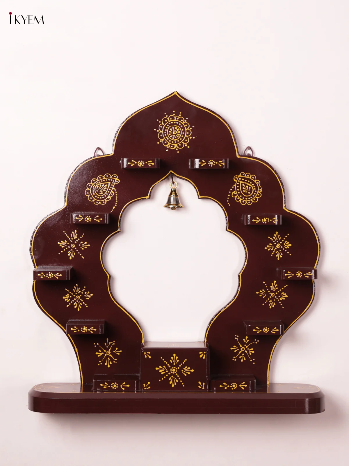 Arch Wooden Hand Painted Wall Shelf - BROWN - 21 Inches - KF11191