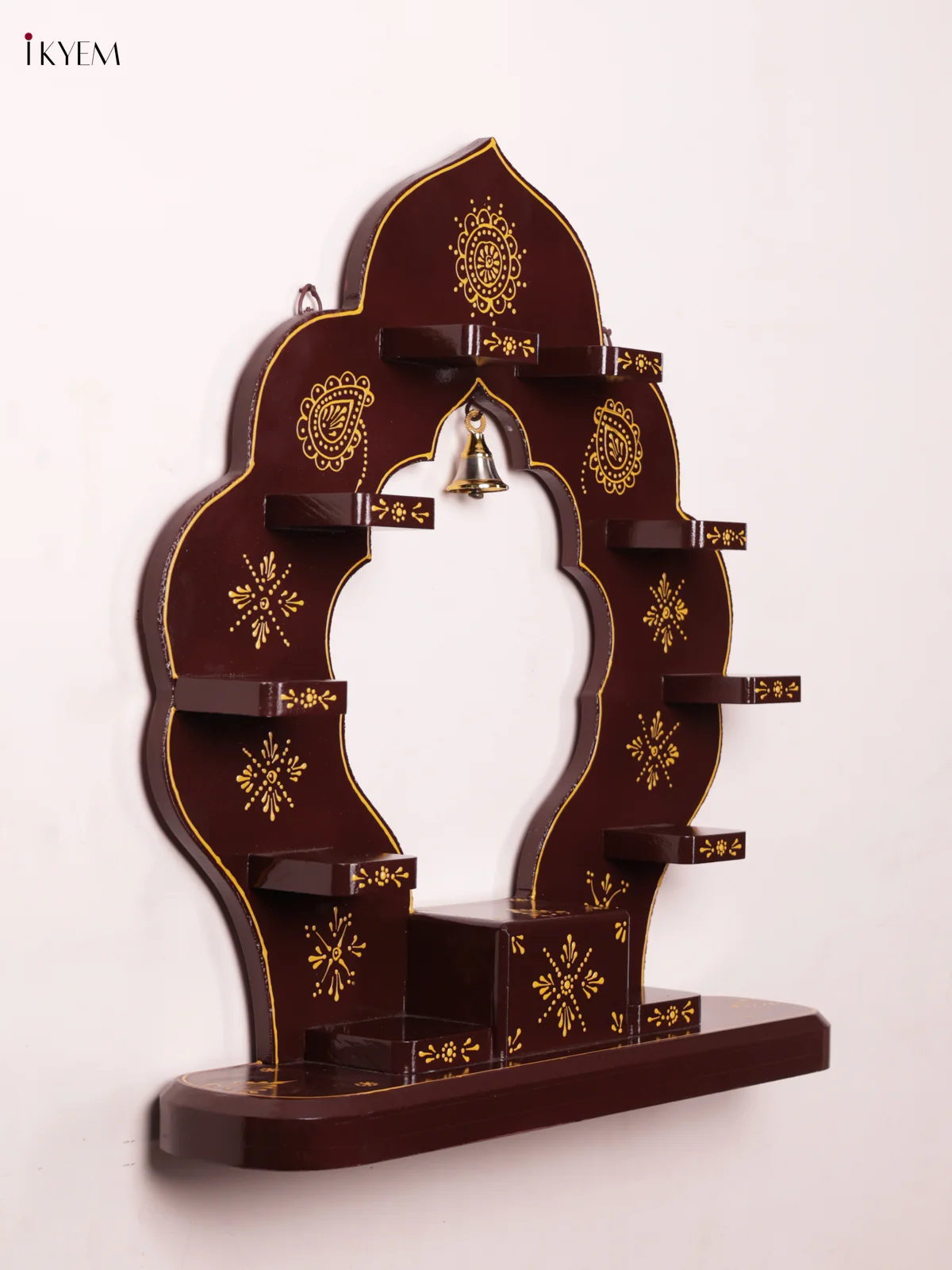 Arch Wooden Hand Painted Wall Shelf - BROWN - 21 Inches - KF11191 - Image 5