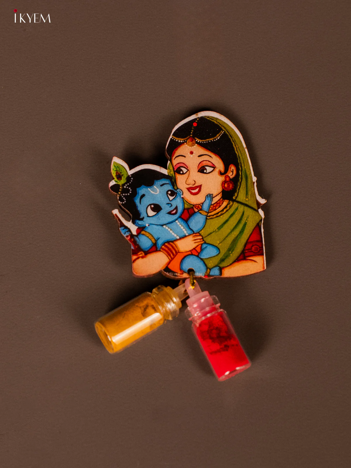 Krishna Yashodha Haldi Kumkum bottle set - 2 Inch - KF11208
