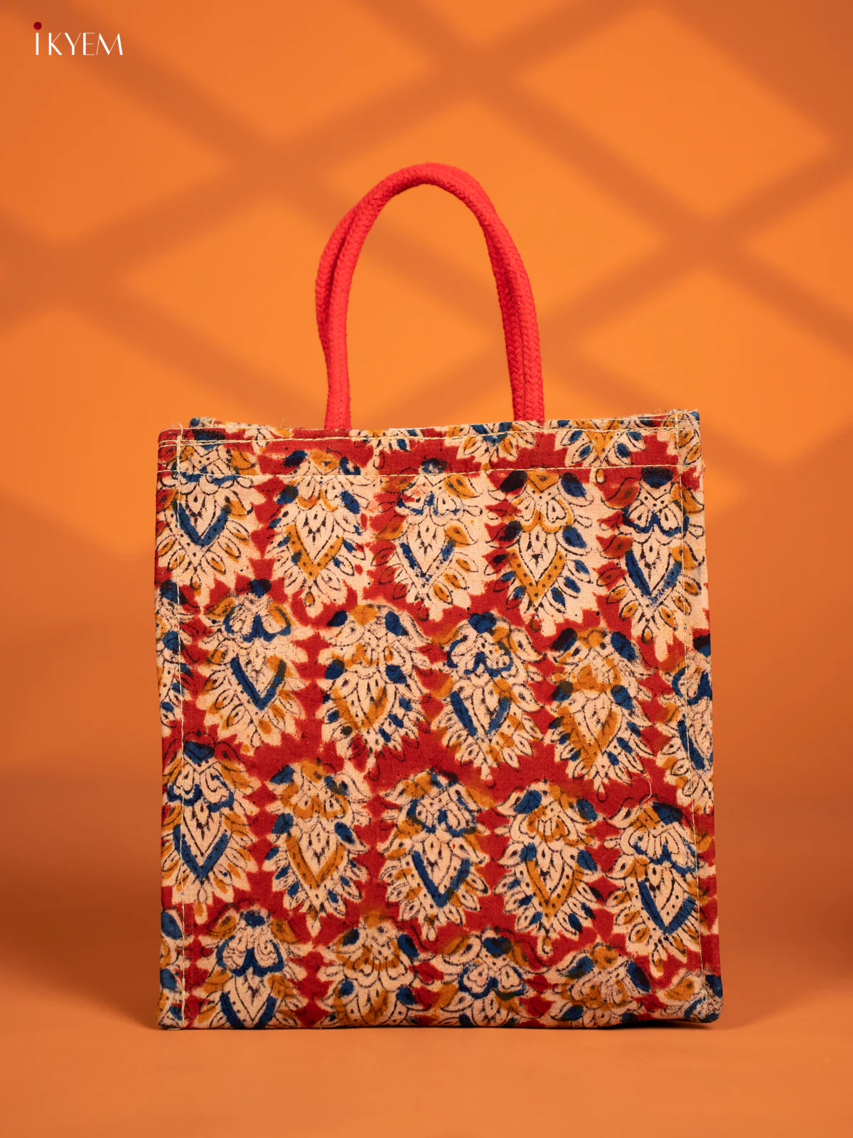 Jute full Kalamkari Bag - Red - KF13116