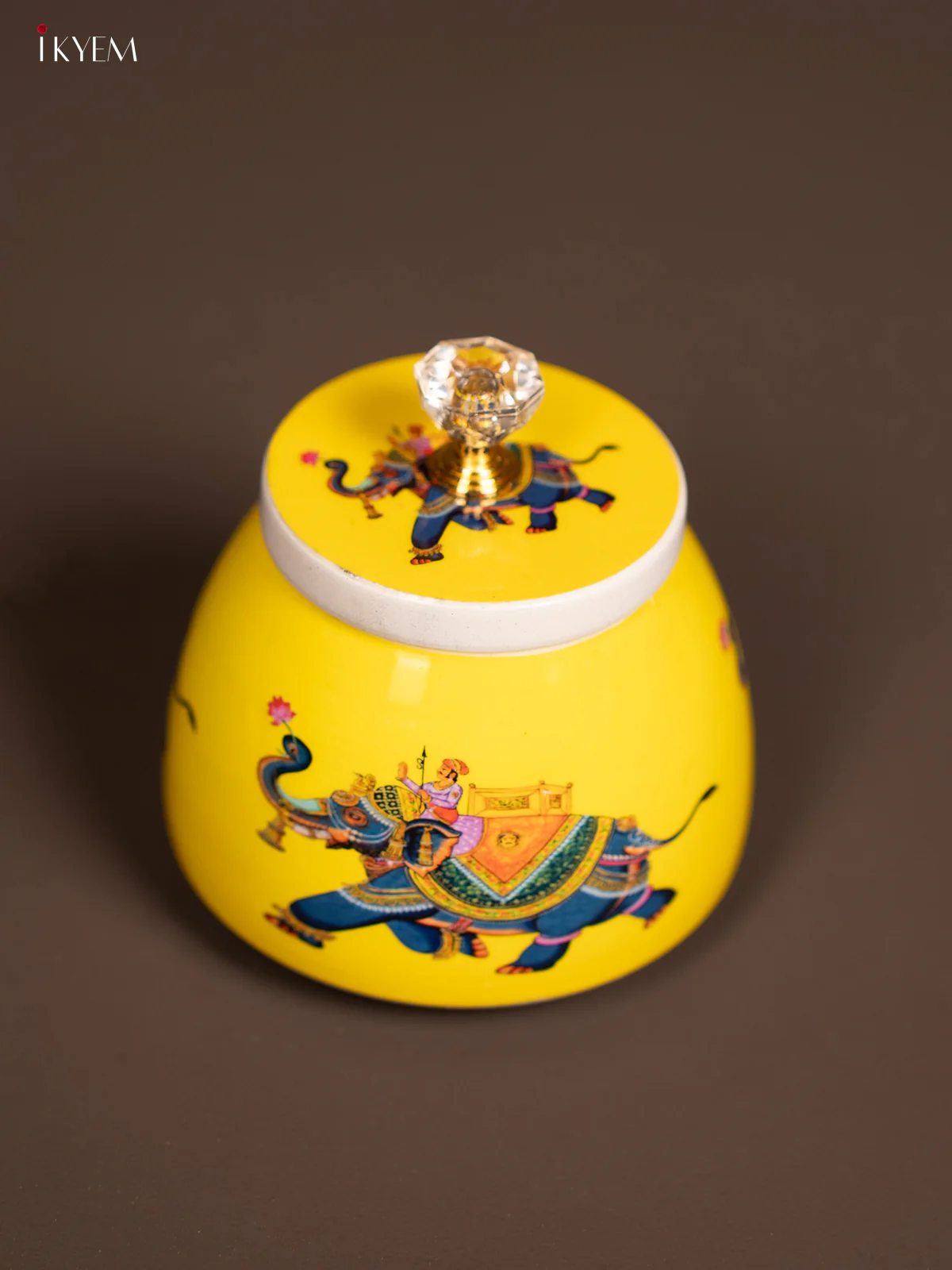 Pichwai Nuts jar - Elephant - Yellow - KF21157