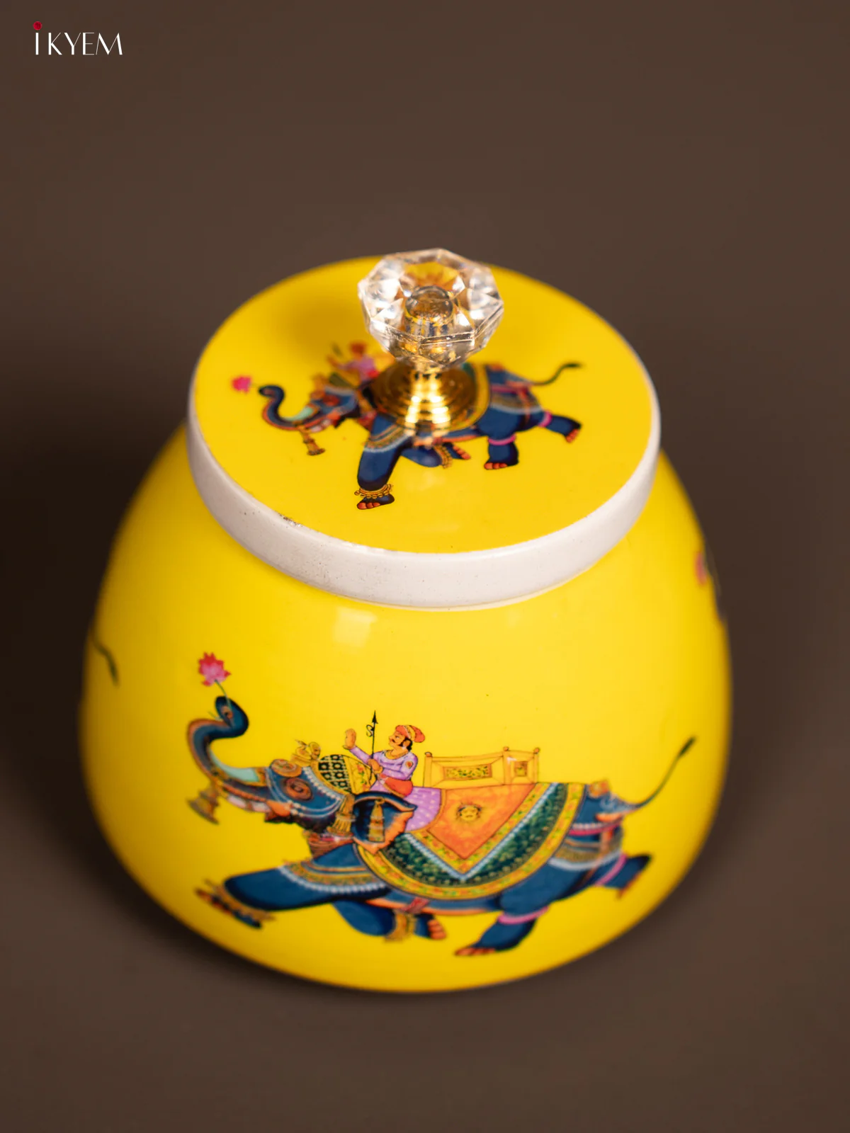Pichwai Nuts jar - Elephant - Yellow - KF21157 - Image 2