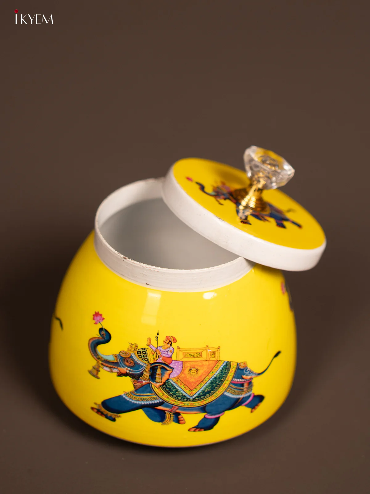 Pichwai Nuts jar - Elephant - Yellow - KF21157 - Image 3