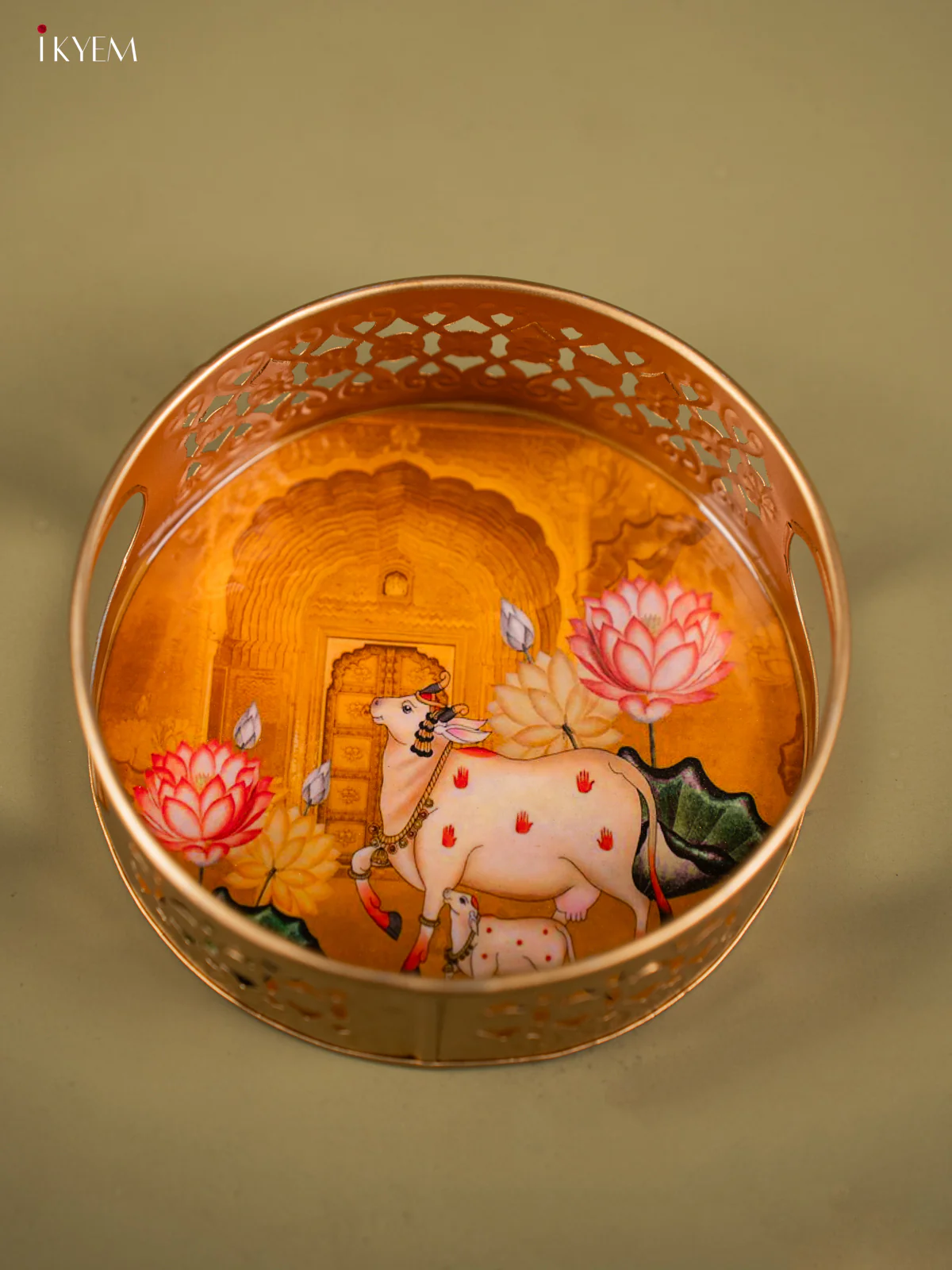Metal Digital tray - Cow& Calf- 6 inch - Yellow - Image 4
