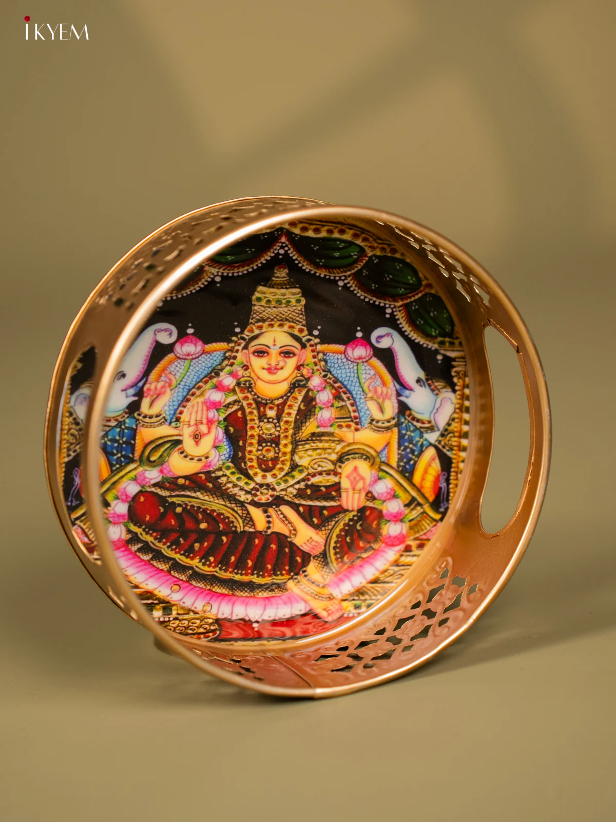 Metal Digital tray - Gajalakshmi - 6 inch - Red - Image 2