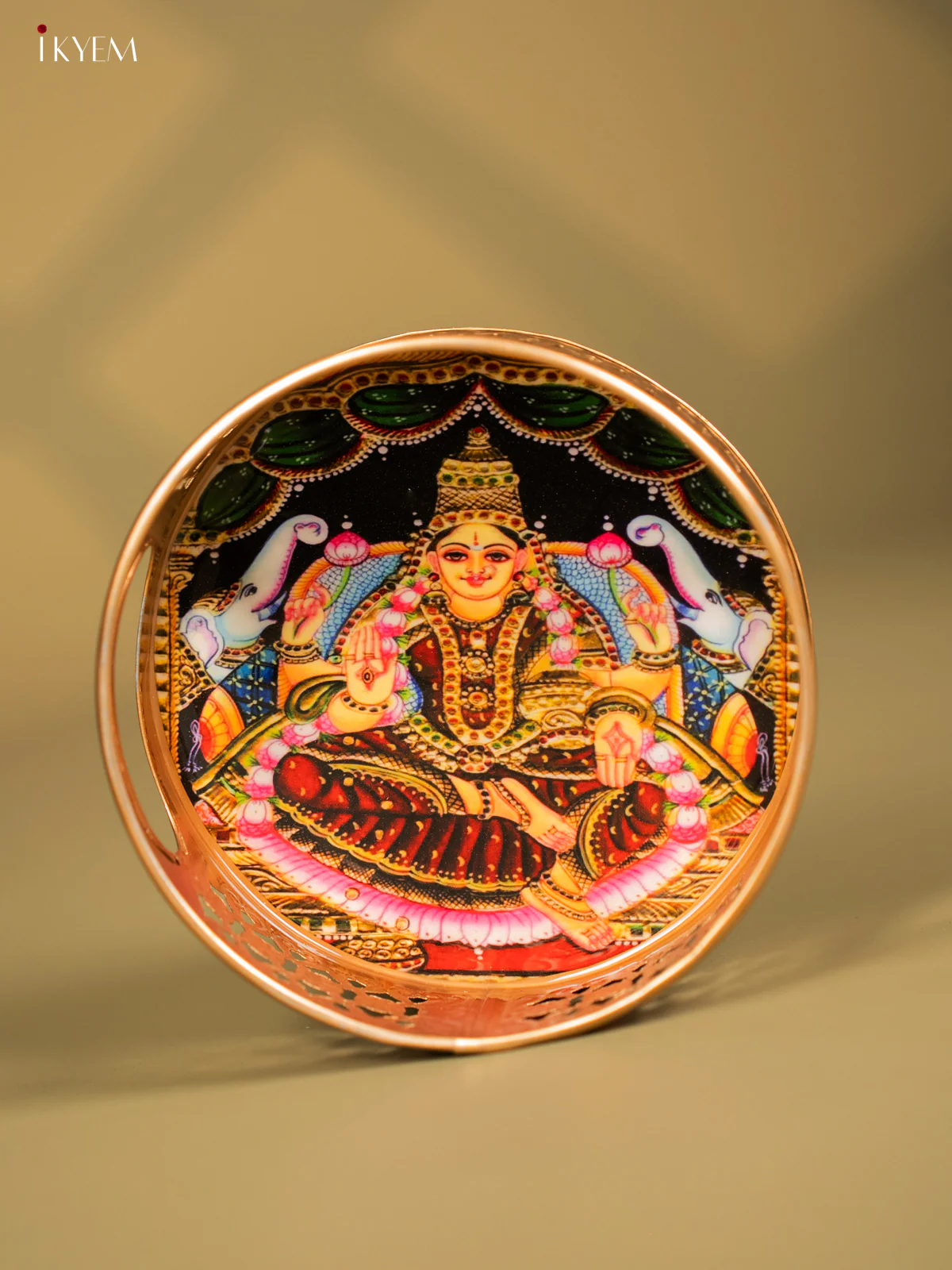 Metal Digital tray - Gajalakshmi - 6 inch - Red - Image 3