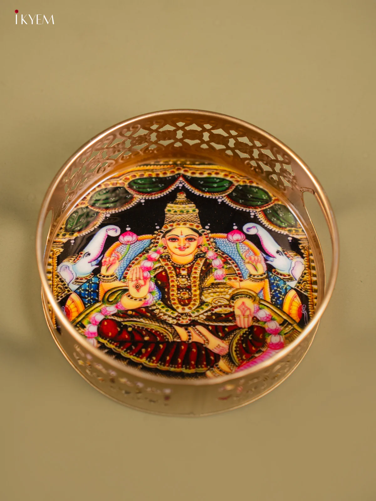 Metal Digital tray - Gajalakshmi - 6 inch - Red - Image 4