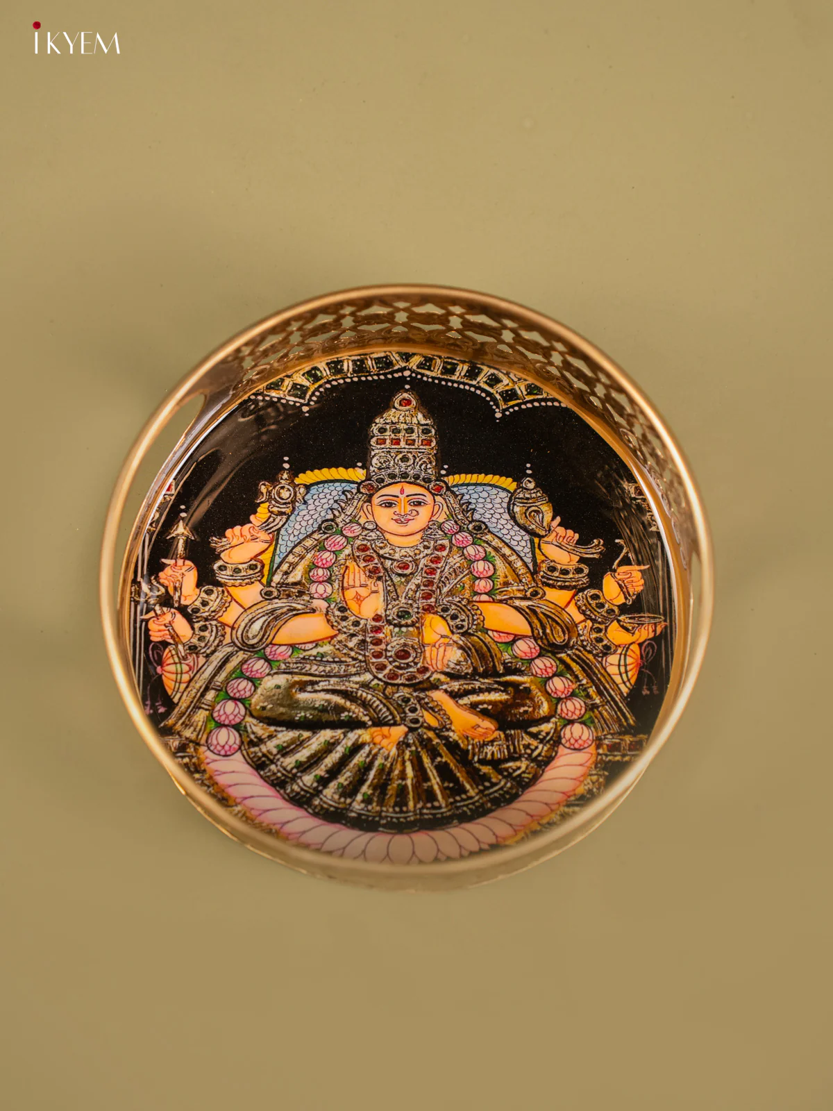 Goddess Lakshmi Printed Round Metal tray - KF24154 - Image 4