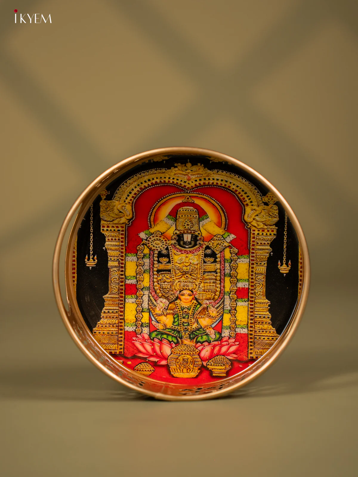 Lord Balaji Printed Round Metal tray - KF24159