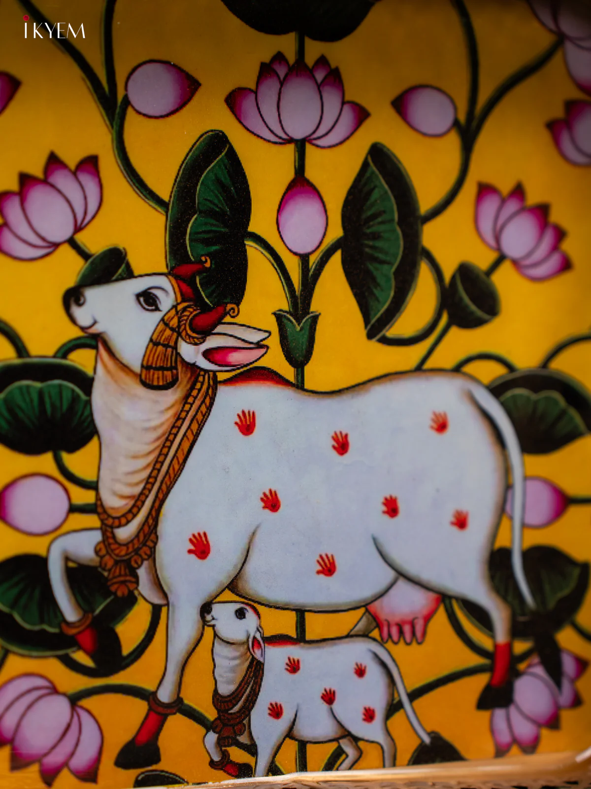 Metal Digital tray Square - Cow & Calf - Yellow - 8 Inch - KF24171 - Image 3