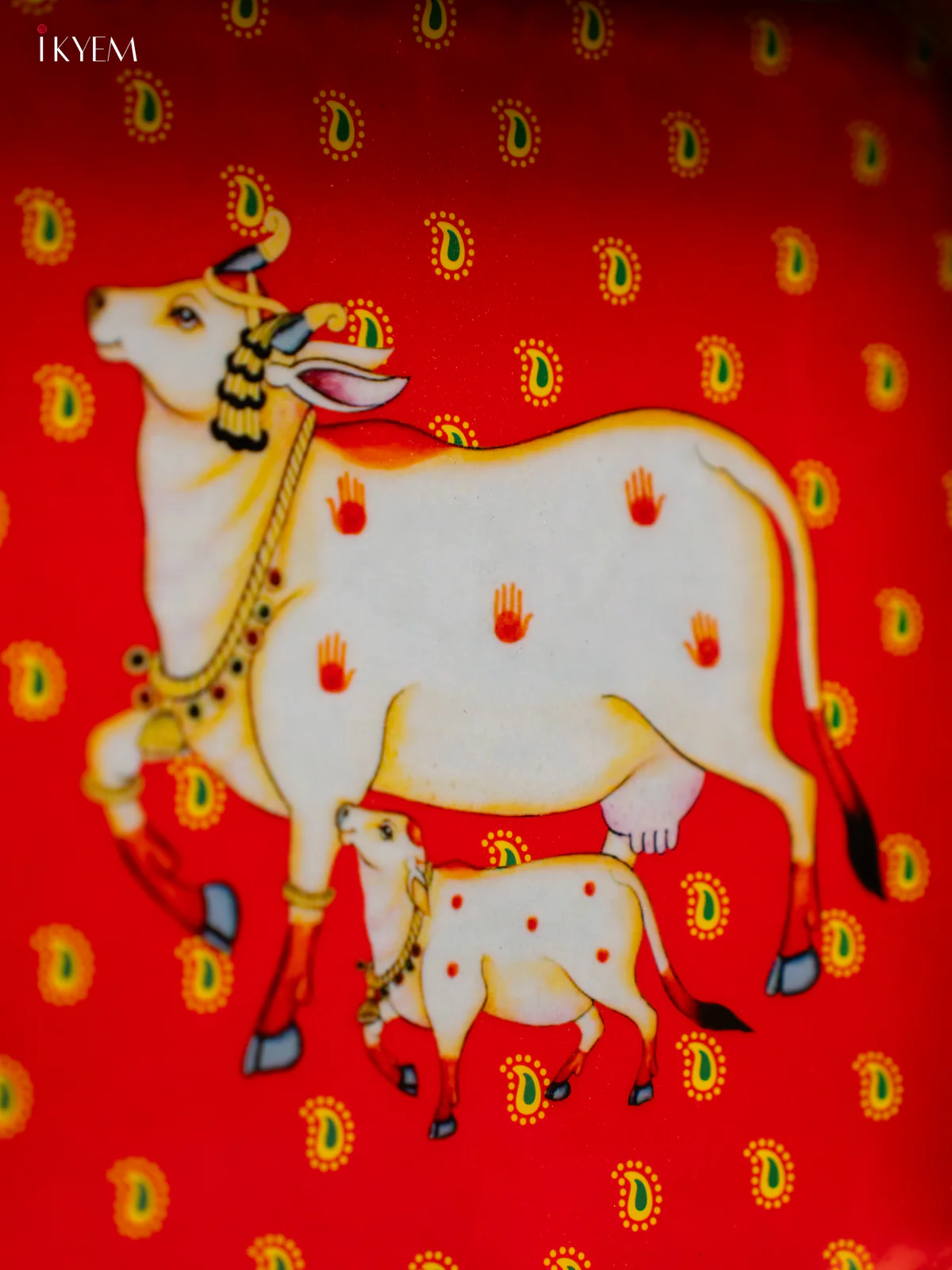 Metal Digital tray Square - Cow & Calf - Red - 8 Inch - KF24171 - Image 3
