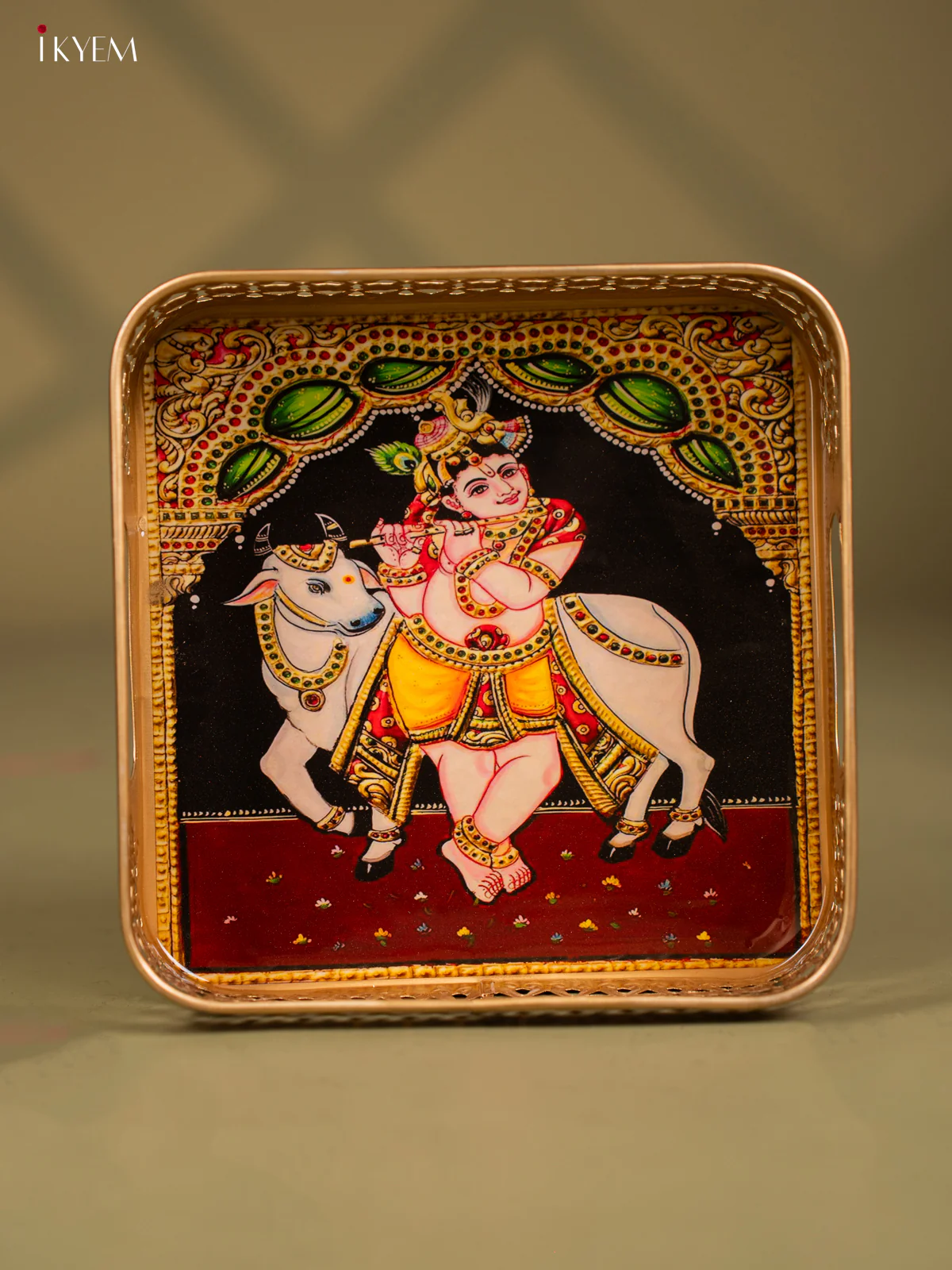 Metal Digital tray Square - Krishan &Cow    - 8 Inch - KF24175