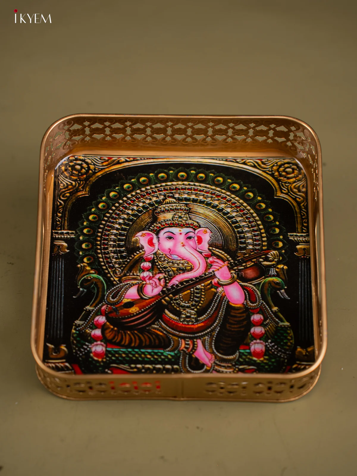 Metal Digital tray Square -Ganesha - 8 Inch - KF24176 - Image 4