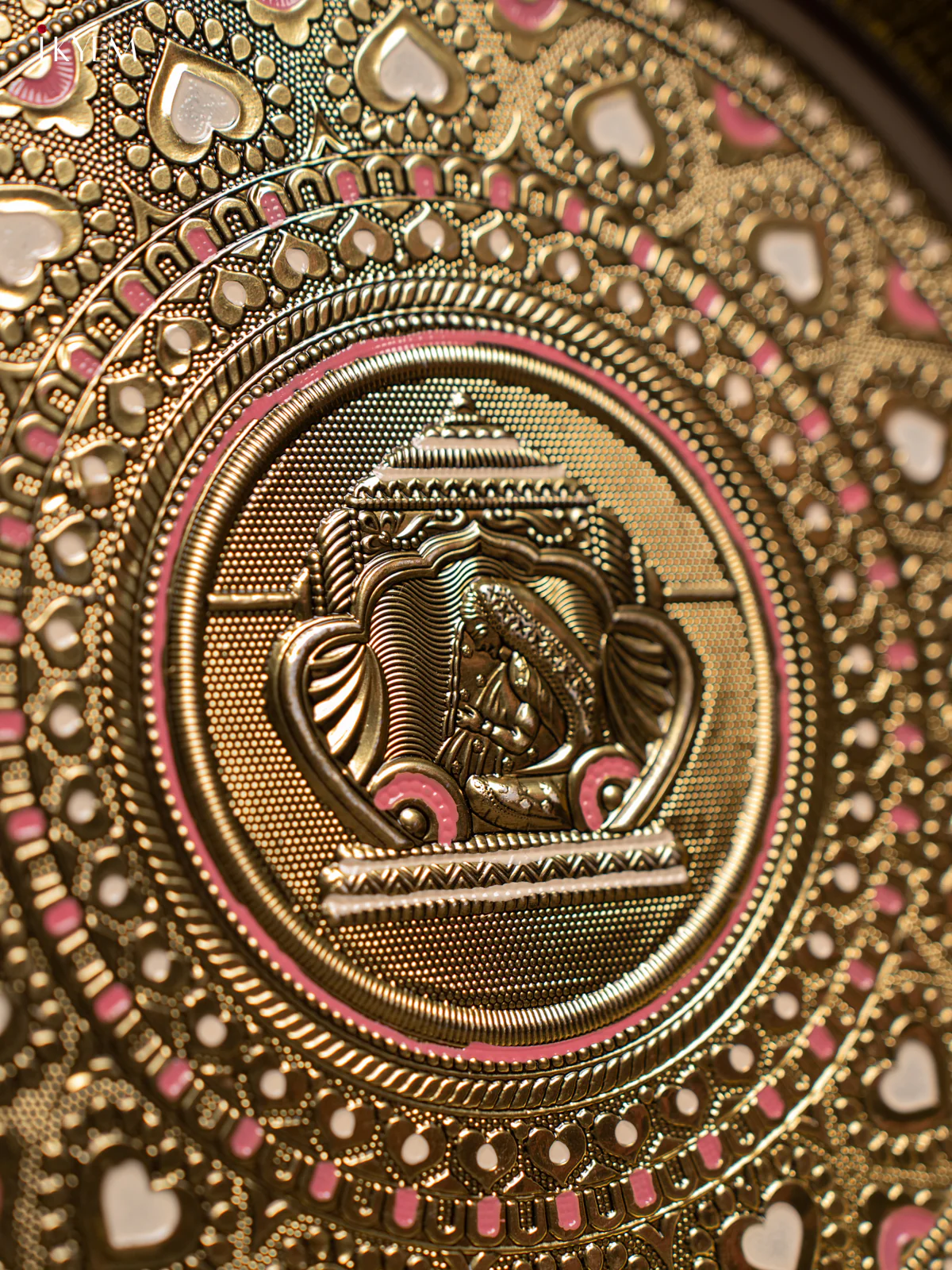Gold Oxidized Meenakari Plate - Palaku - (11x11) Inch - KF24221 - Image 3