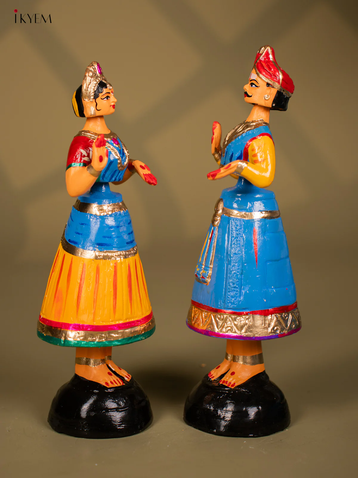 Thanjavur Dancing Doll - Couples - 13 Inch - Blue & Yellow - KF26115 - Image 4