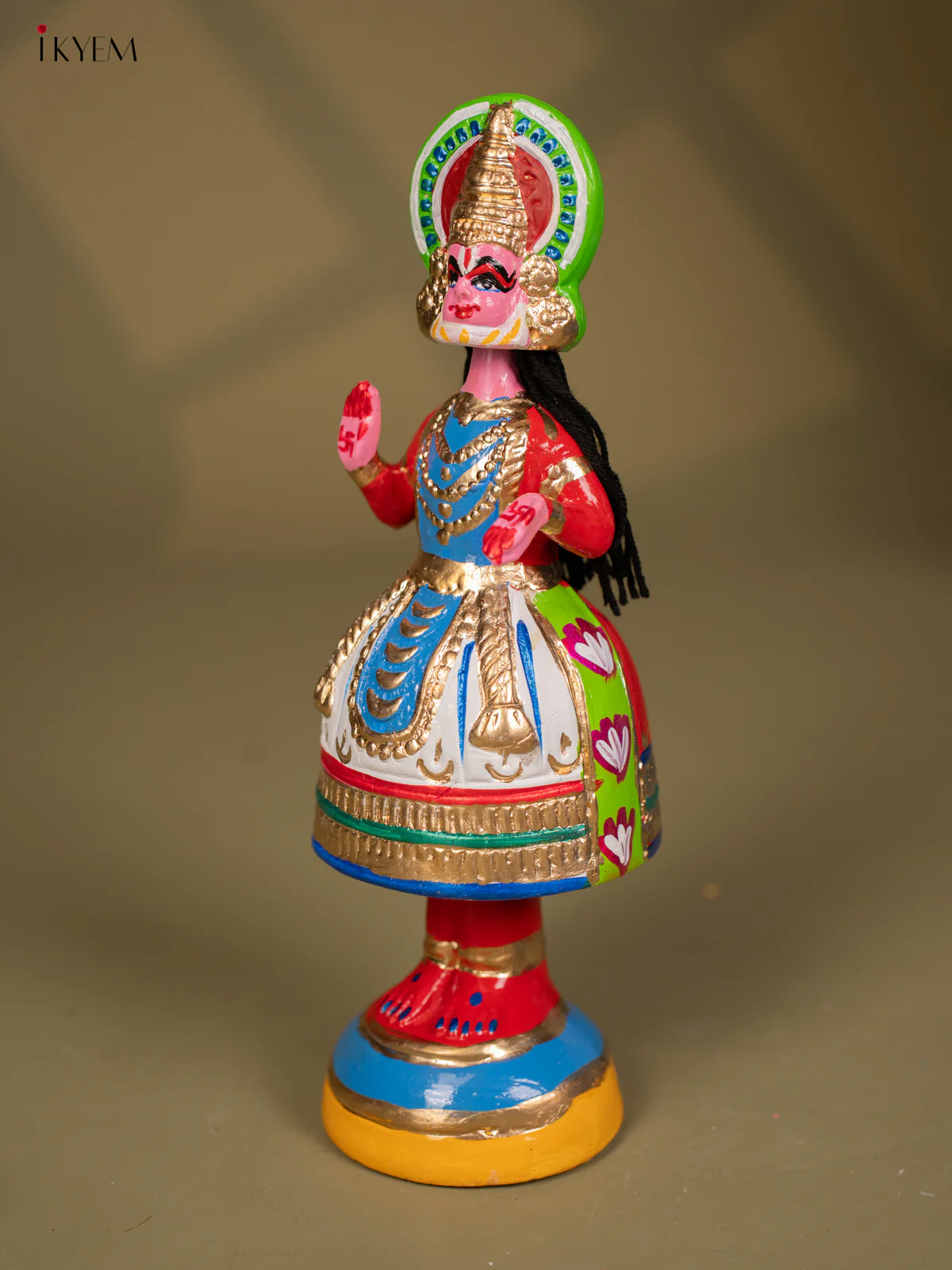 Thanjavur Dancing Doll - Kathakali - 12 Inch - Blue & Red - KF26117 - Image 2