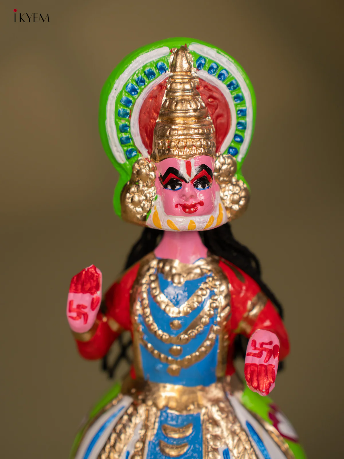Thanjavur Dancing Doll - Kathakali - 12 Inch - Blue & Red - KF26117 - Image 3