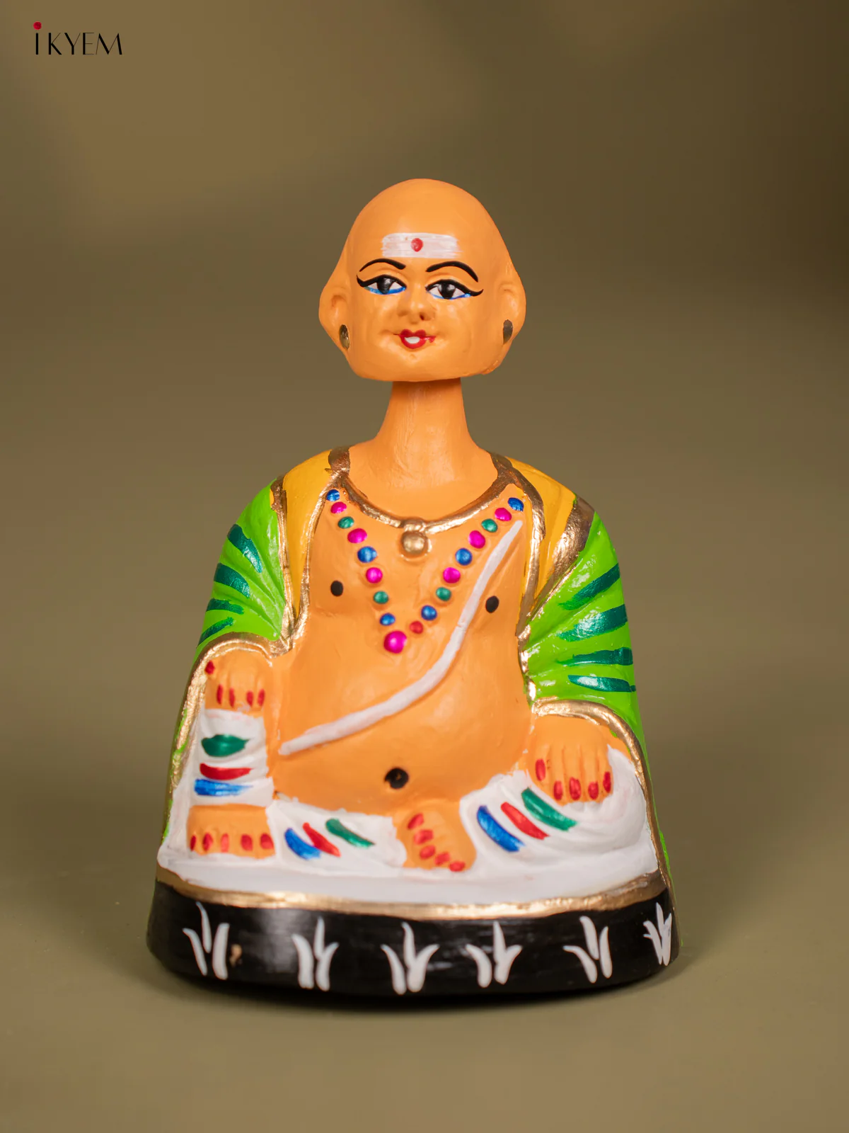 Thanjavur Dancing Doll - Couples - 7 Inch - Yellow & Green - KF26123 - Image 3